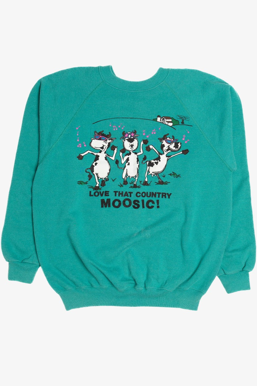 Vintage "Love That Country Music" Dancing Cows Raglan Sweatshirt (1990s) 11