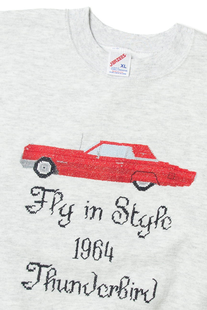 Vintage Jerzees Embroidered "Fly In Style 1964 Thunderbird" Sweatshirt