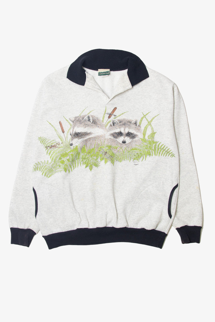 Coldwater Creek Raccoon Family Front/Back Sweatshirt