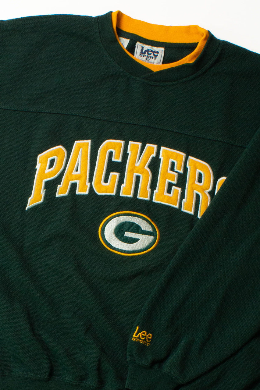 Vintage Green Bay Packers Waffle Knit Sweatshirt (1990s)
