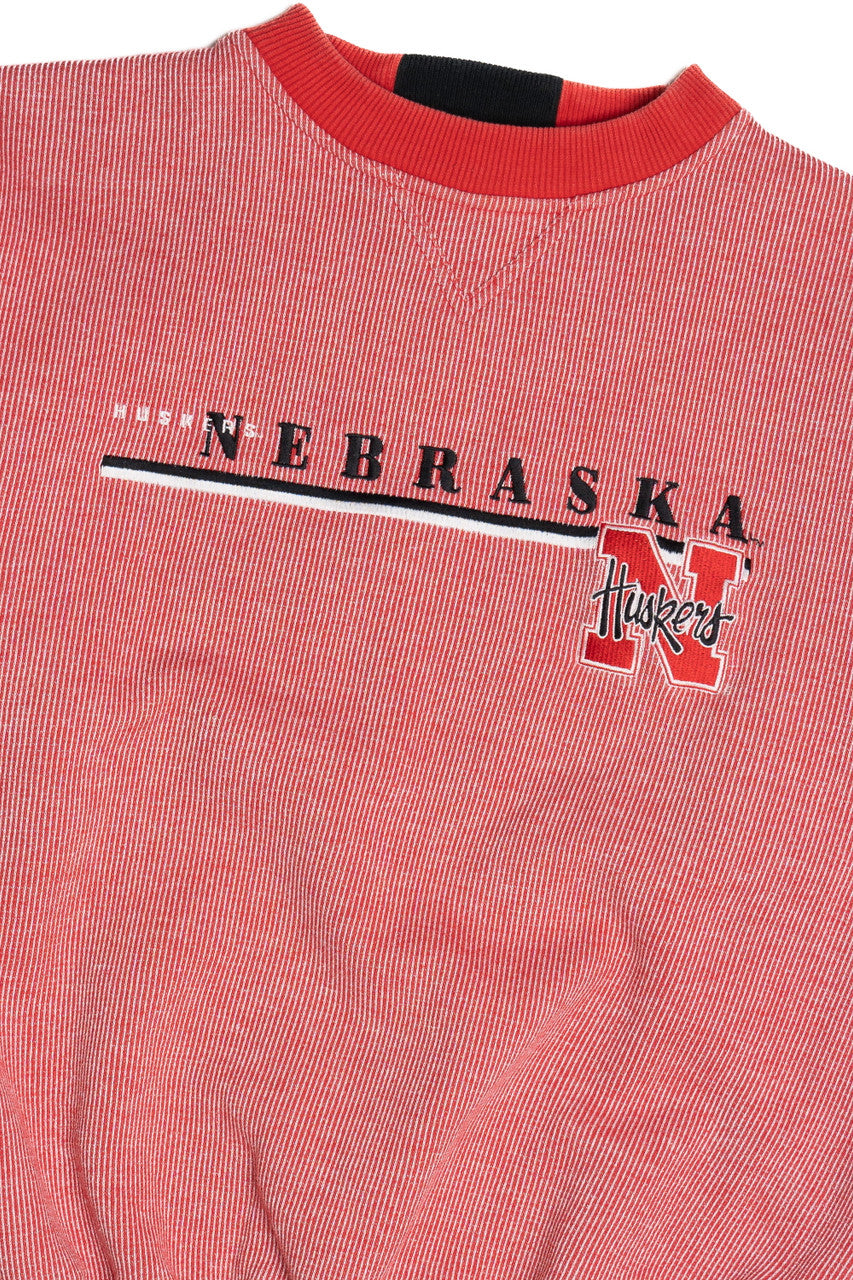 "Nebraska Huskers" Red Thin Striped Puma Sweatshirt (2000s) 11147