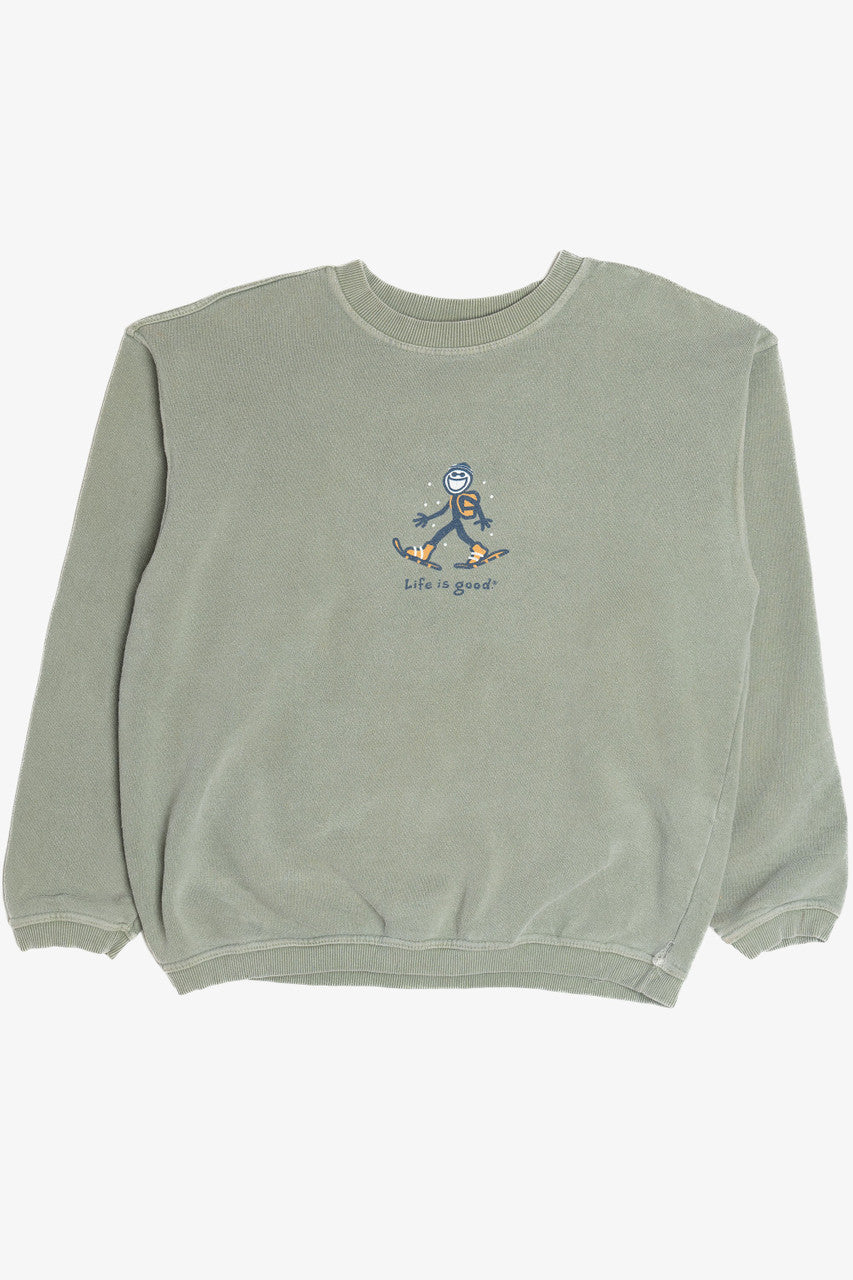 Distressed "Life Is Good" Snowshoeing Sweatshirt
