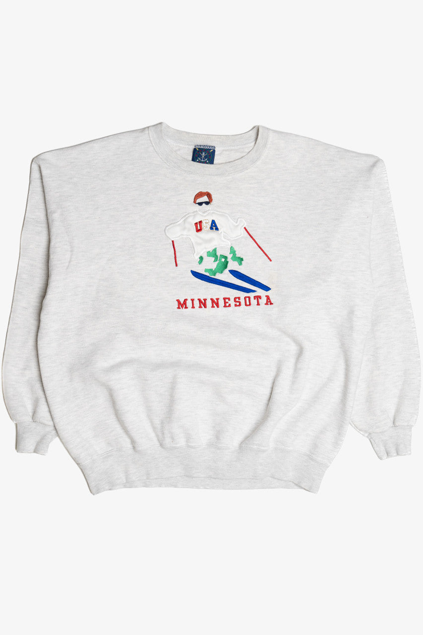 Vintage "Minnesota" Embroidered "USA" Ski Sweatshirt (1990s)
