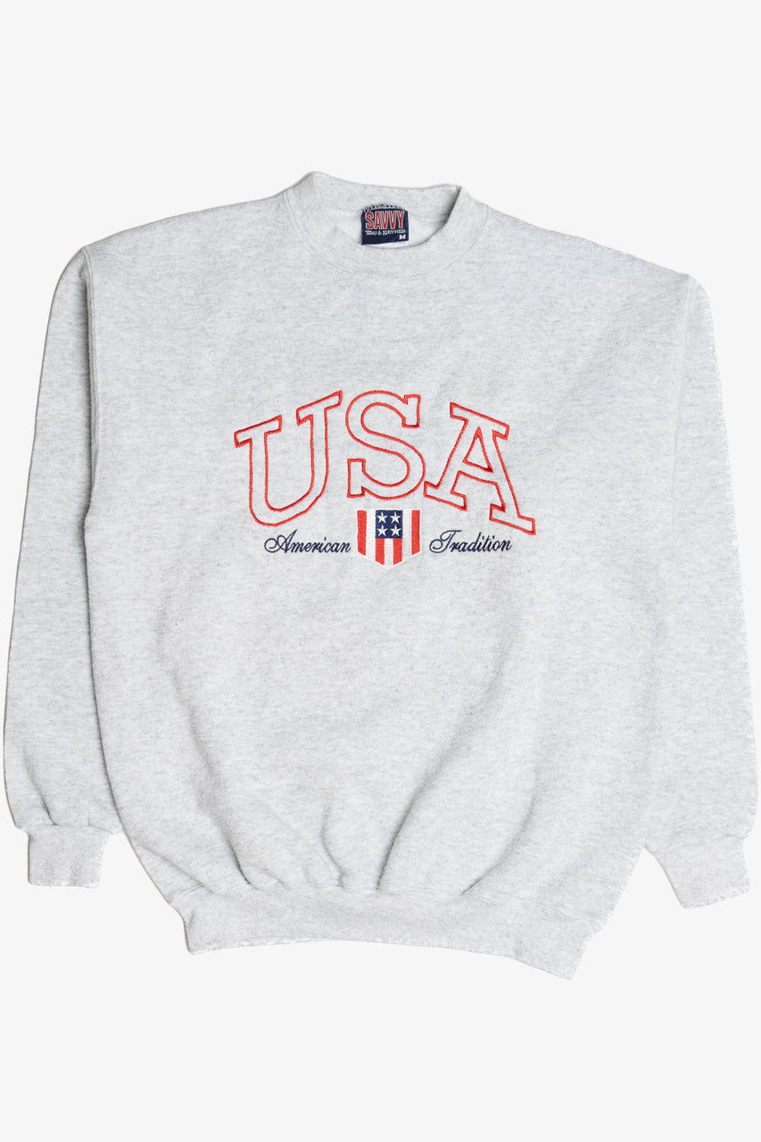 Vintage "USA" "American Tradition" Embroidered Sweatshirt (1990s)