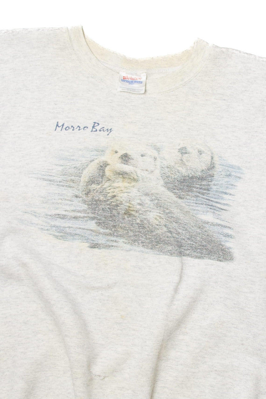 Vintage Hanes "Morro Bay" Cute Otters Sweatshirt (1990s)