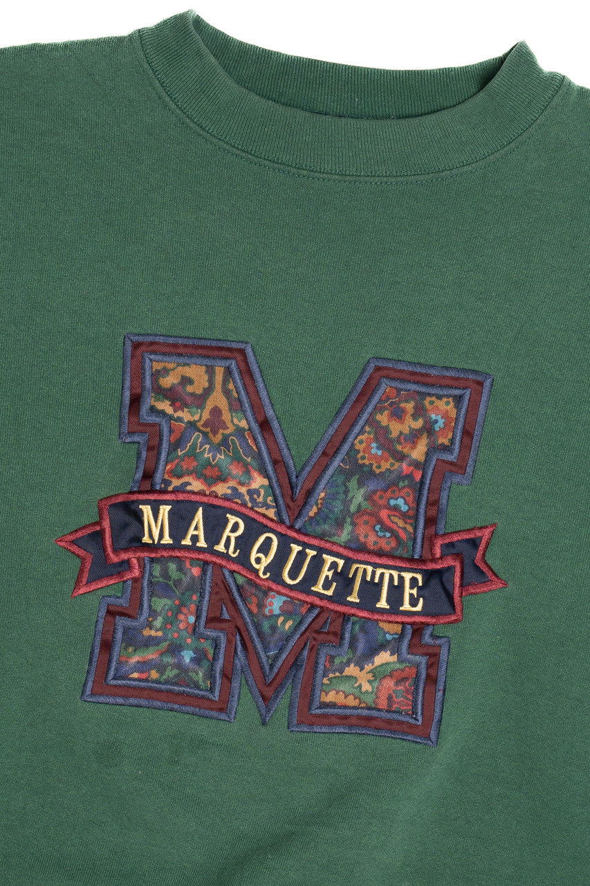 Vintage "Marquette" Tackle Twill Applique Sweatshirt (1990s)