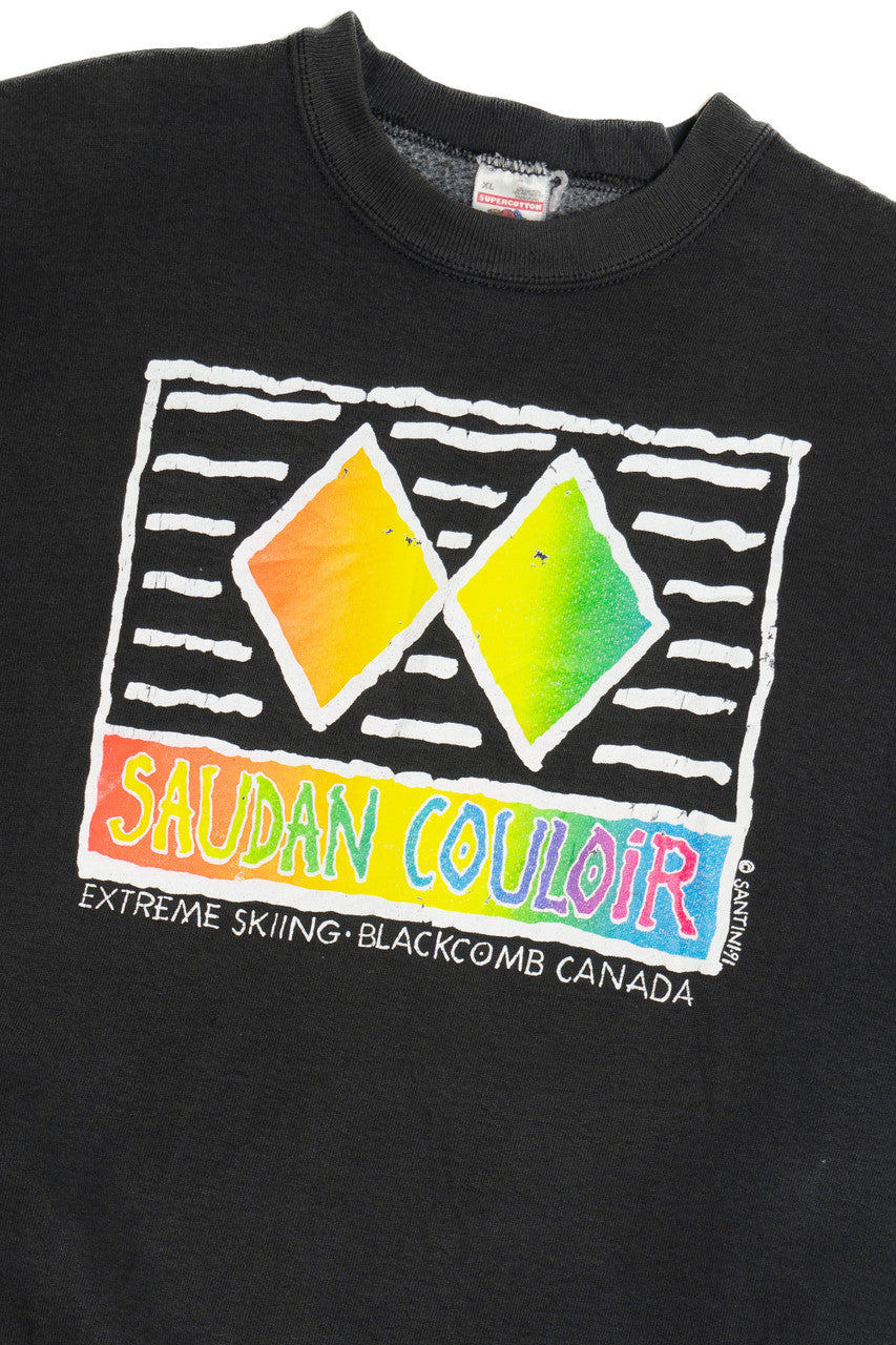 Vintage "Saudan Couloir Extreme Skiing" Backcomb Canada Sweatshirt (1990s)