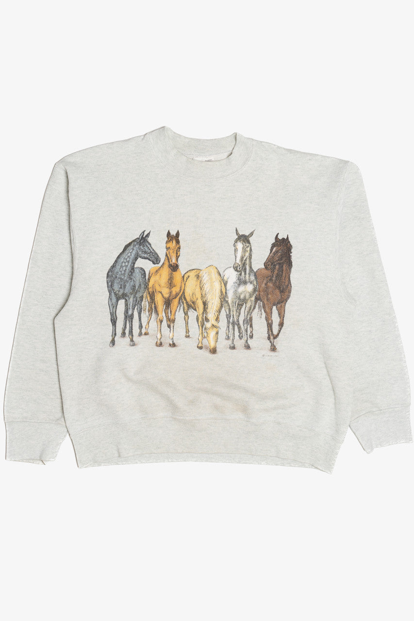 Vintage Horses Front/Back Print Sweatshirt (1990s)