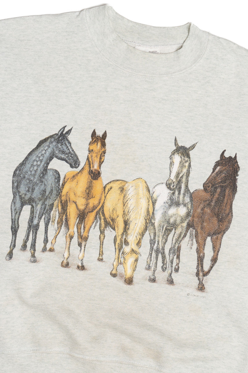 Vintage Horses Front/Back Print Sweatshirt (1990s)