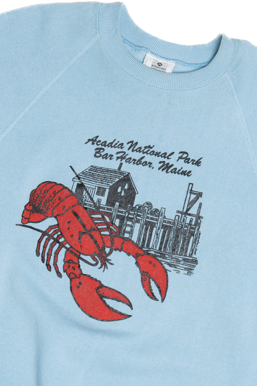 Vintage "Acadia National Park" Maine Lobster Raglan Sweatshirt (1990s)