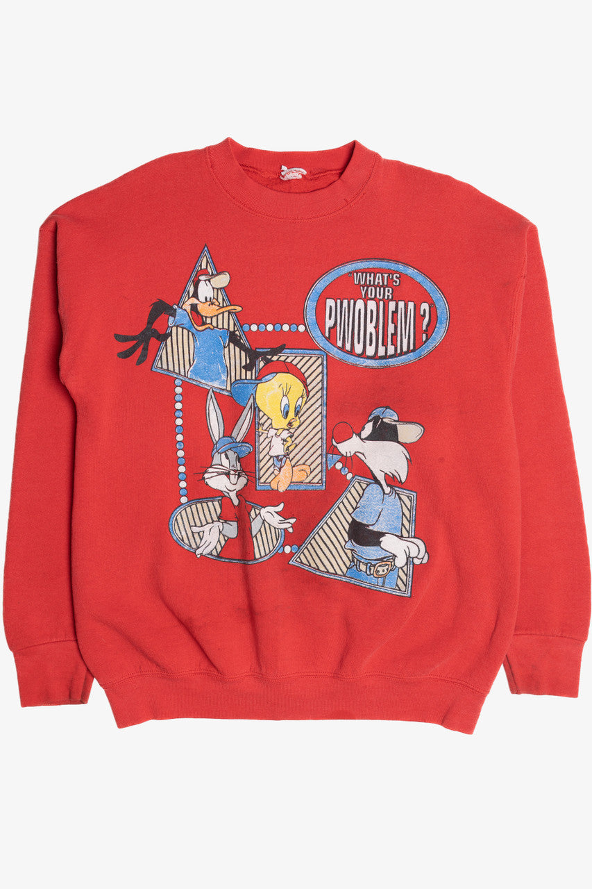 Vintage Distressed Looney Tunes "What's Your Pwoblem?" Sweatshirt (1990s)