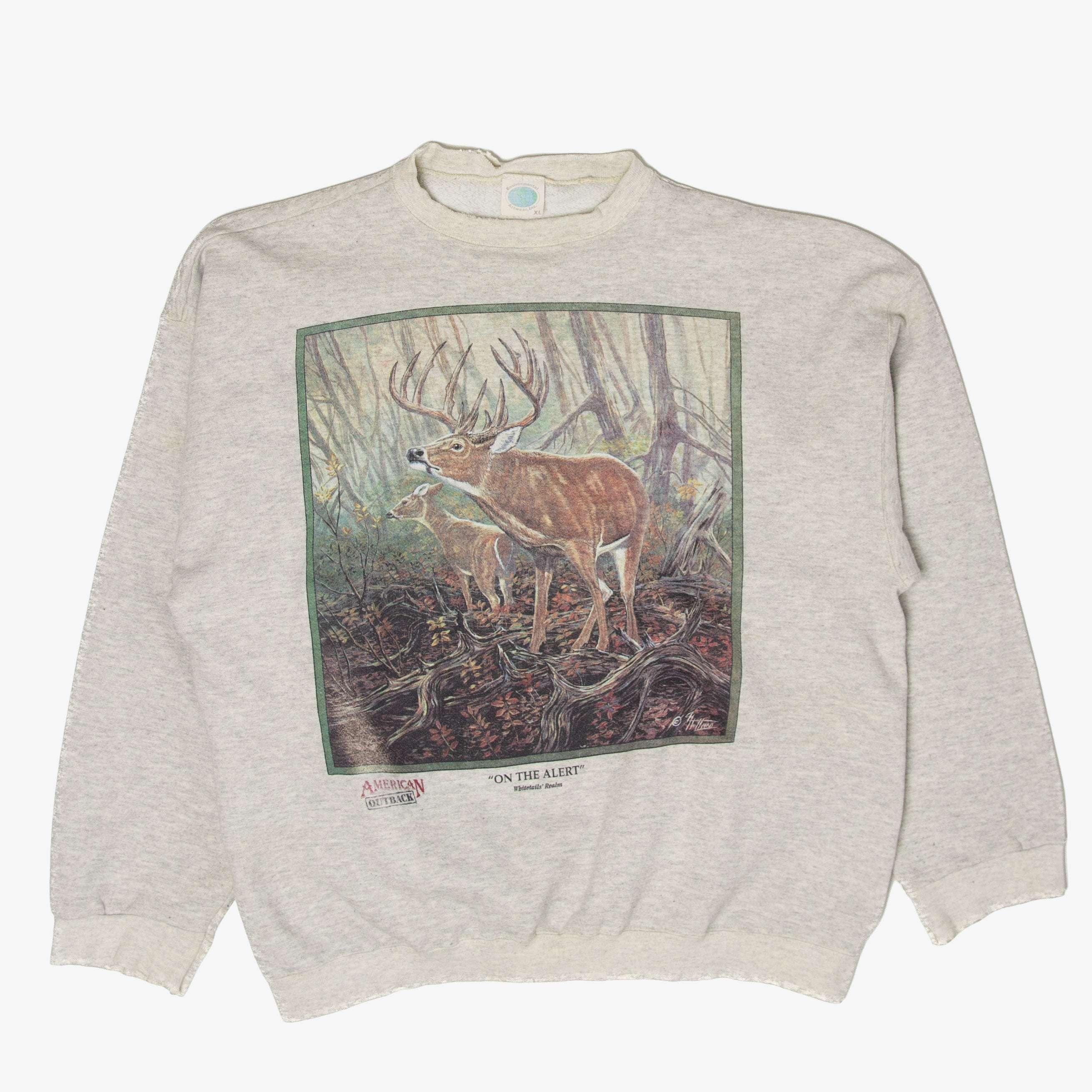 Vintage Deer In Forest "On The Alert" Sweatshirt (1990s)