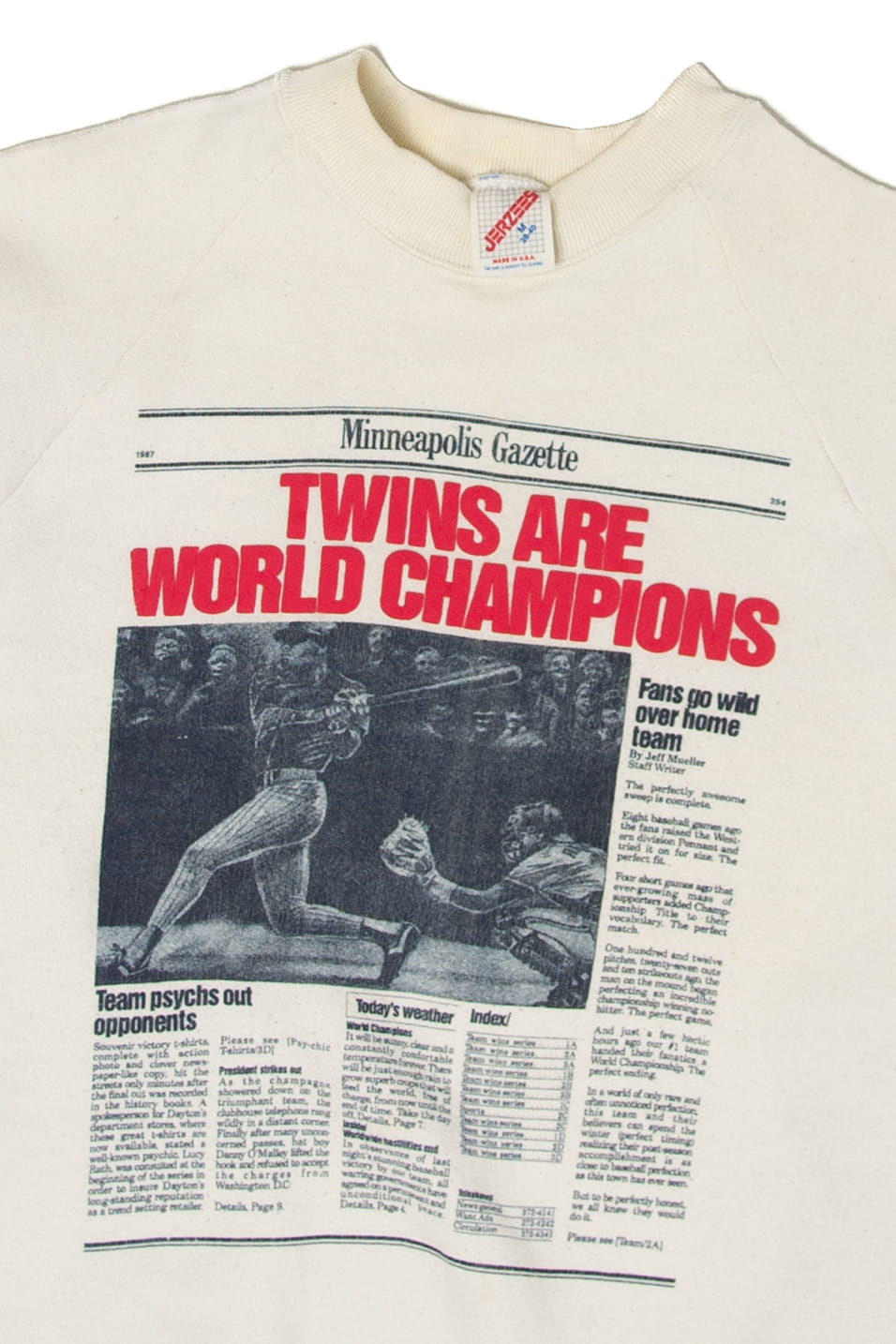 Vintage Minneapolis Gazette Twins Champions Sweatshirt (1980s)