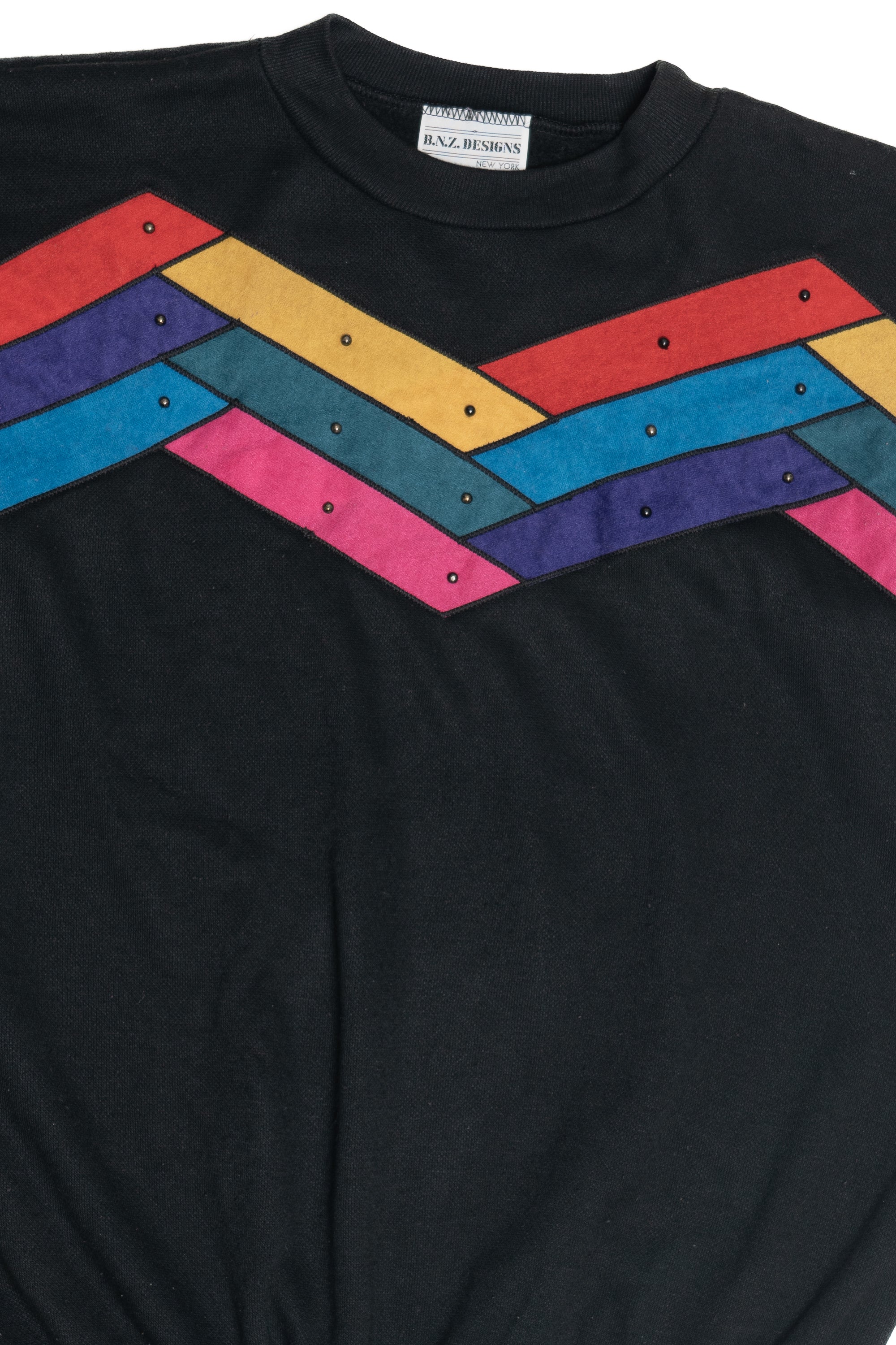 Vintage Suede-Like Zig Zag Applique Sweatshirt (1980s)