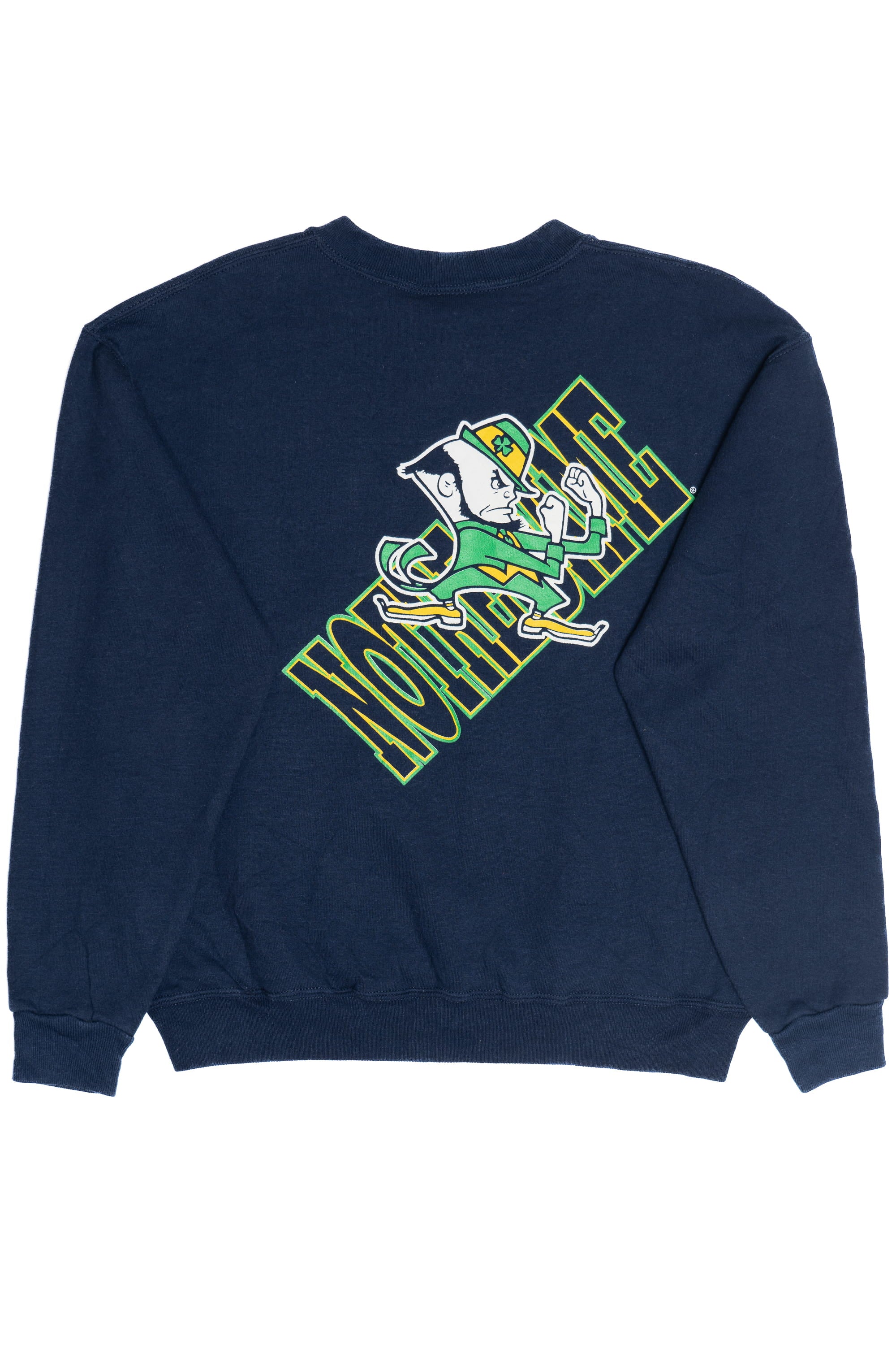 Vintage Notre Dame Fighting Irish Mascot Front/Back Print Sweatshirt (1990s)