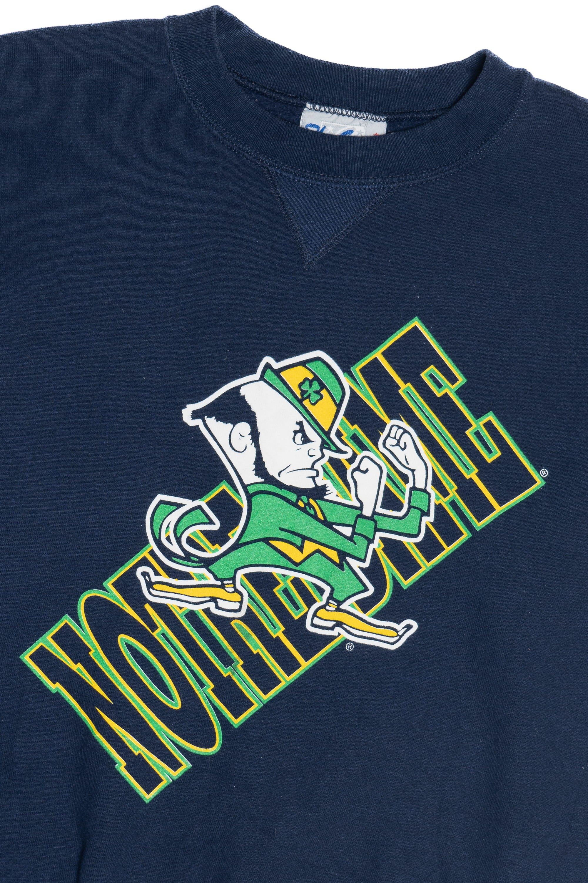 Vintage Notre Dame Fighting Irish Mascot Front/Back Print Sweatshirt (1990s)