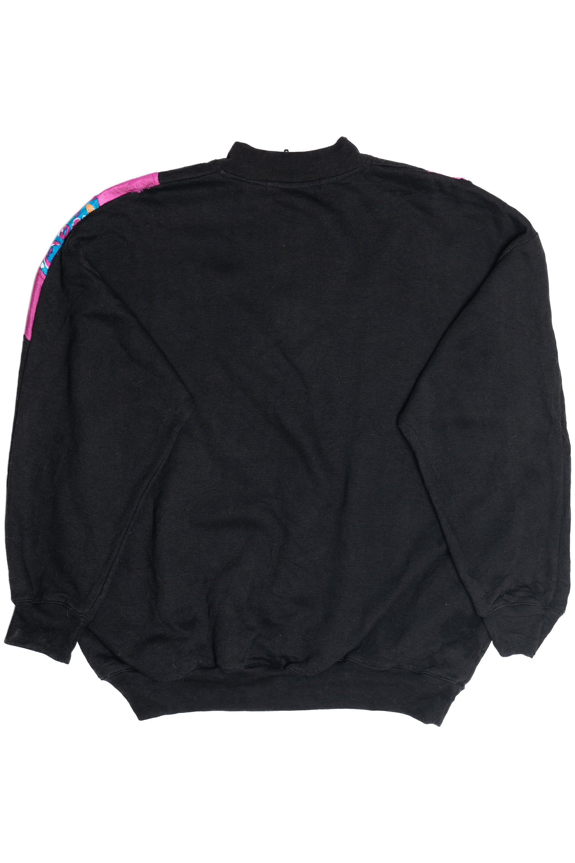 Vintage Nylon Windbreaker Applique Quarter Zip Sweatshirt (1980s)