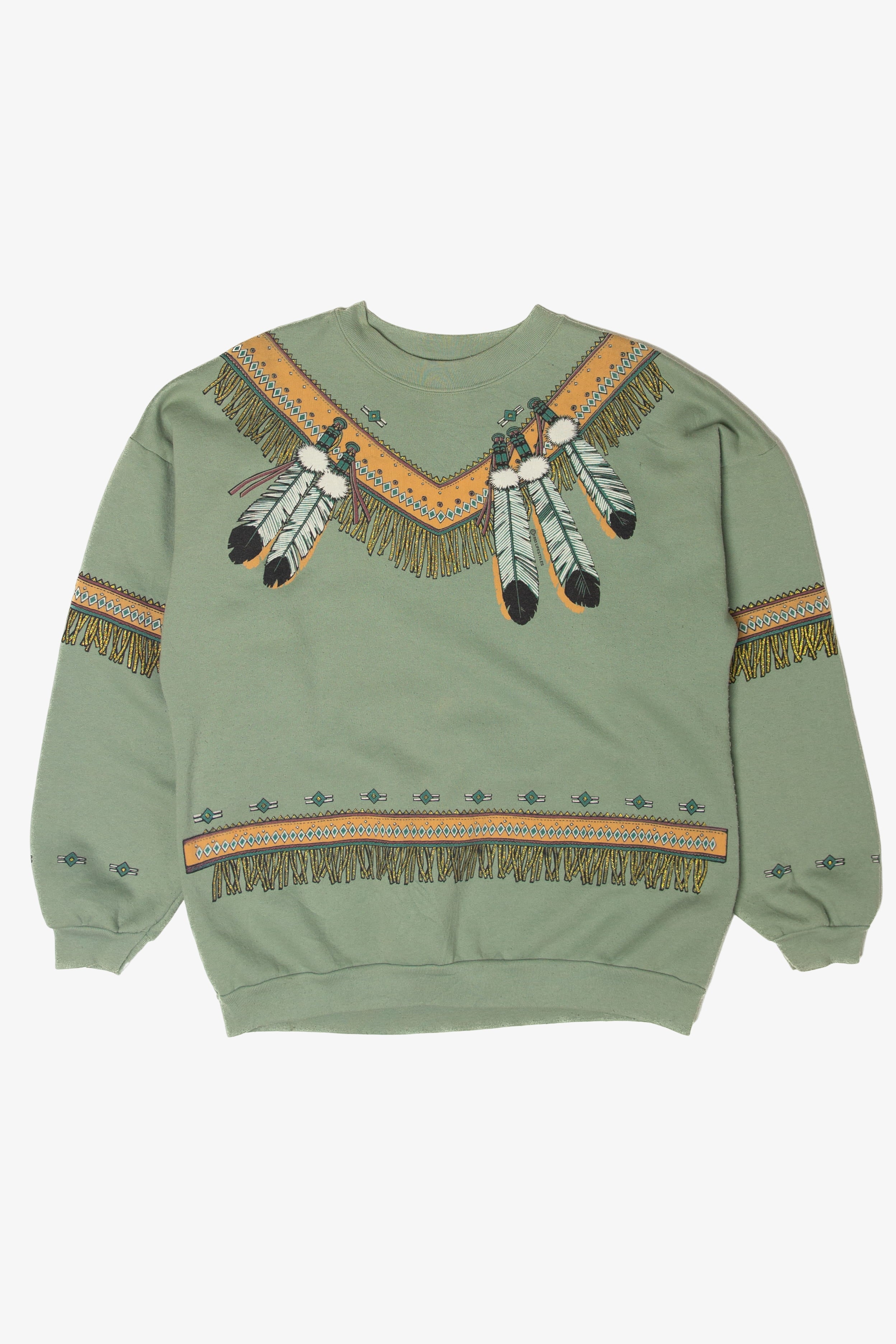 Vintage Native Fringe Print Art Sweatshirt (1990s)