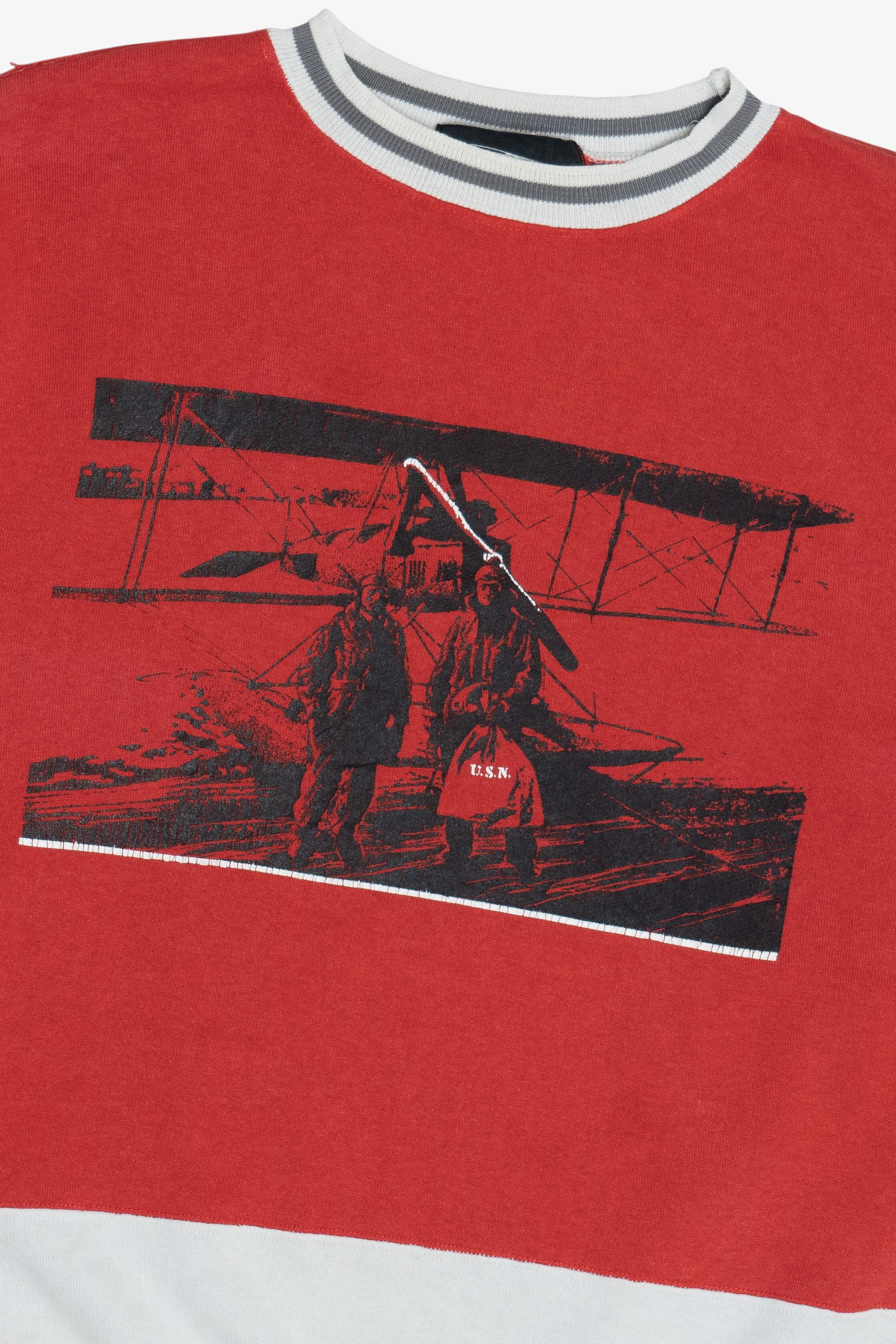 Vintage "U.S.N." US Navy Airplane Color Block Sweatshirt (1980s)