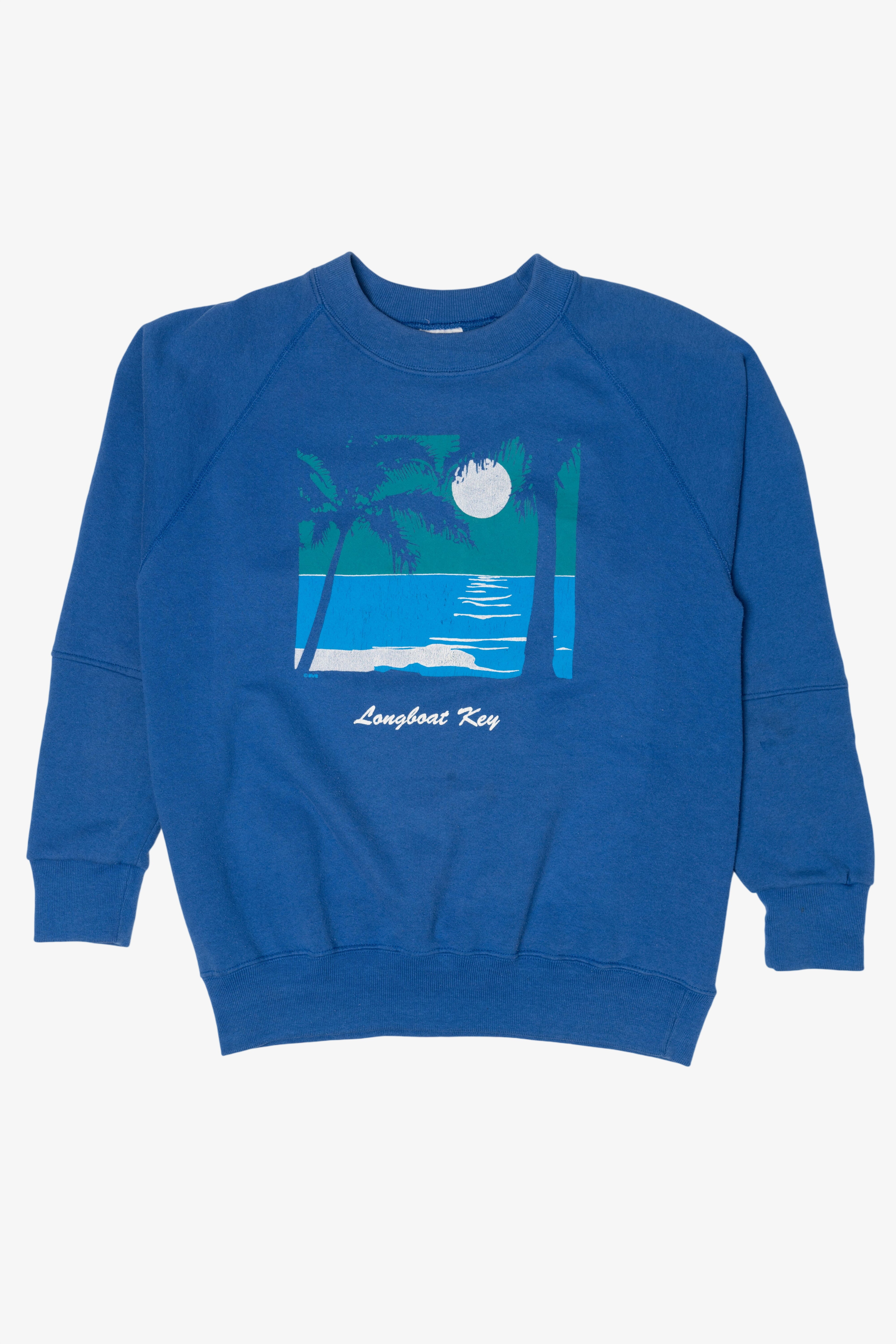Vintage Blue "Longboat Key" Santee Raglan Sweatshirt (1990s)