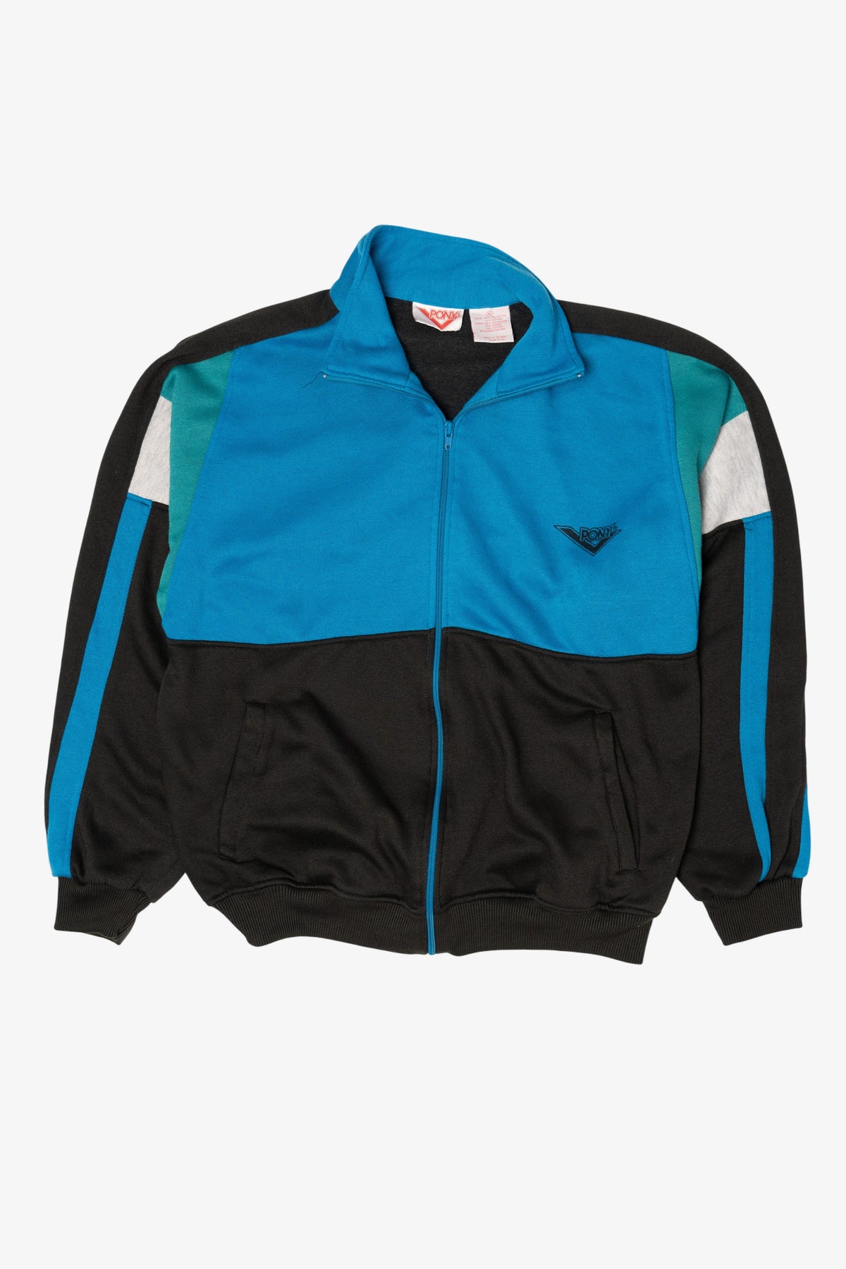 Vintage Full Zip Color Block Pony Sweatshirt (1990s)