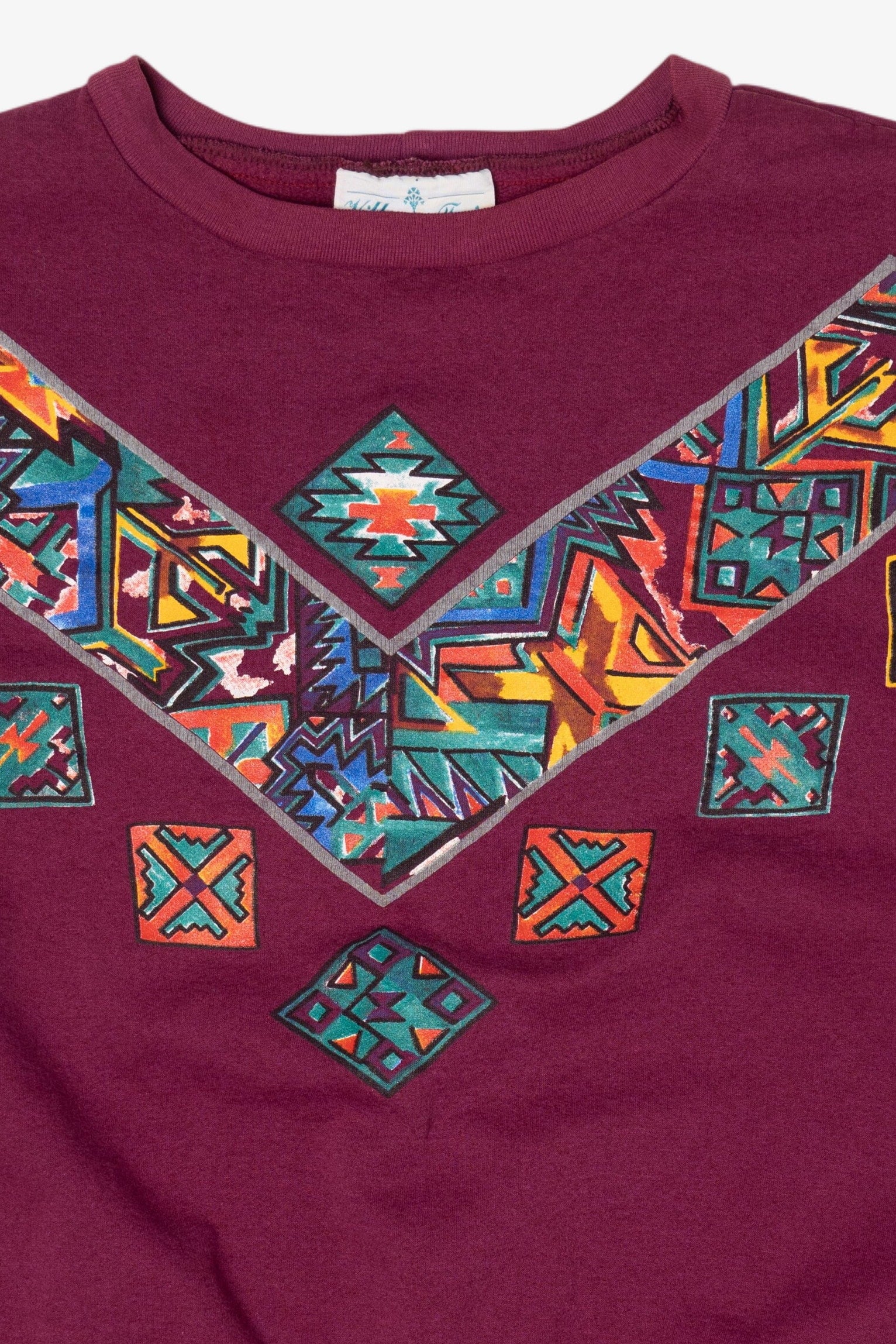 Vintage Burgundy Southwestern Geometric Sweatshirt (1990s)