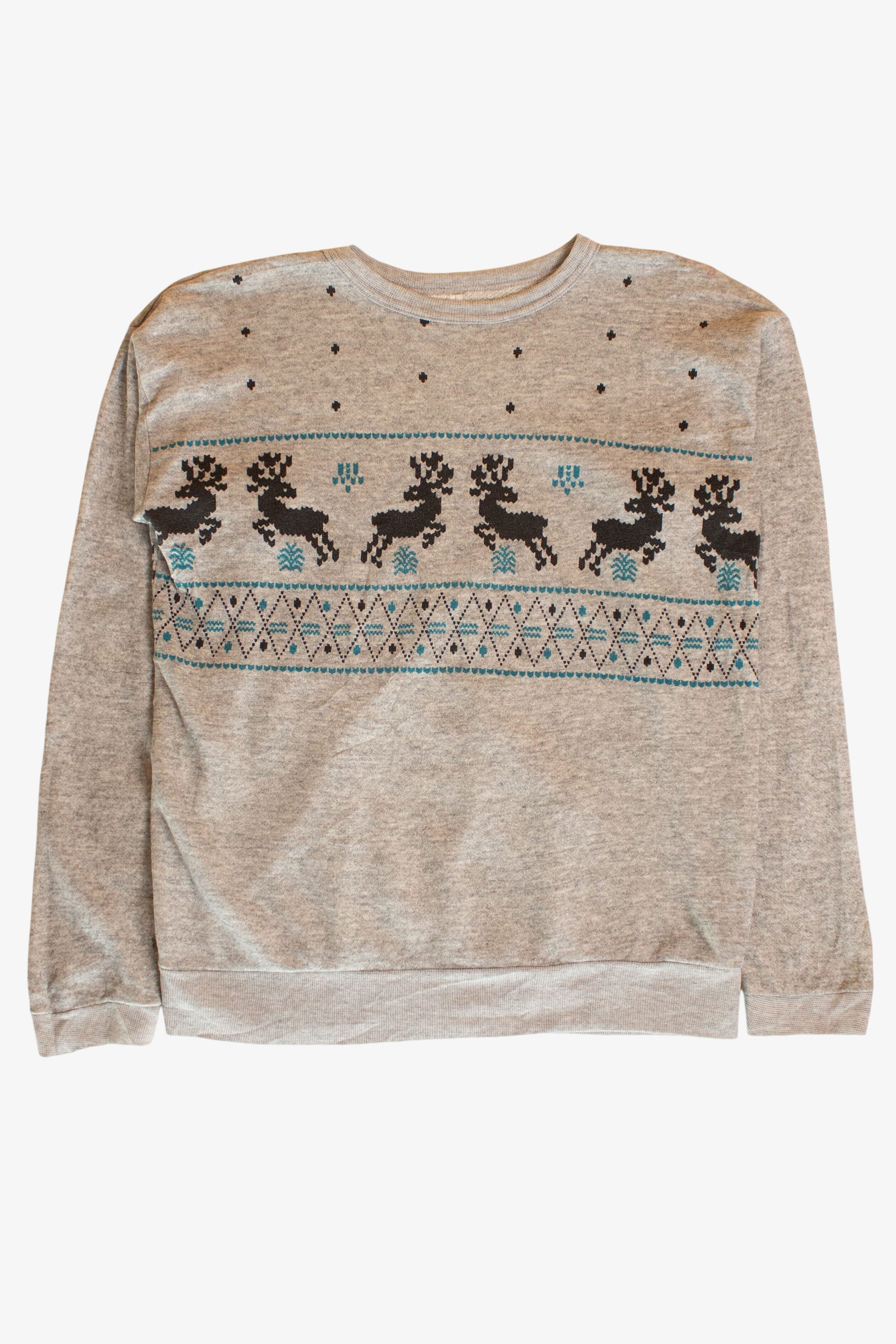 Vintage Reindeer Pattern Sweatshirt (1980s)