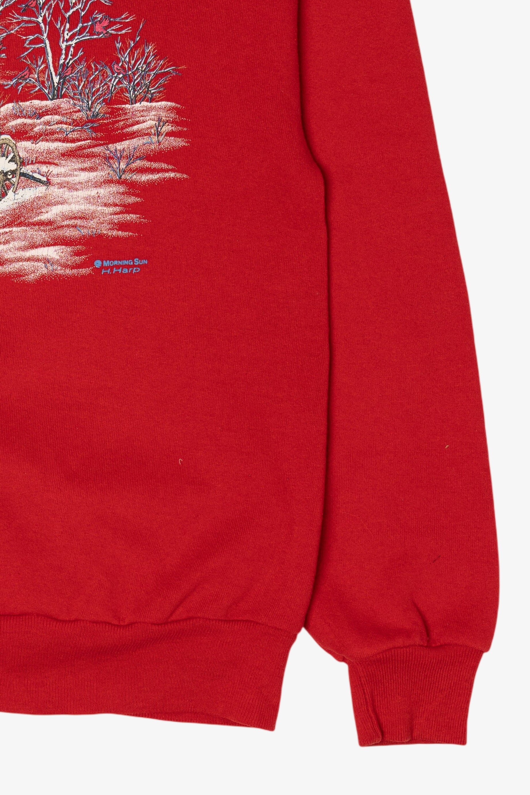 Vintage Red Morning Sun Winter Scene Sweatshirt (1990s)