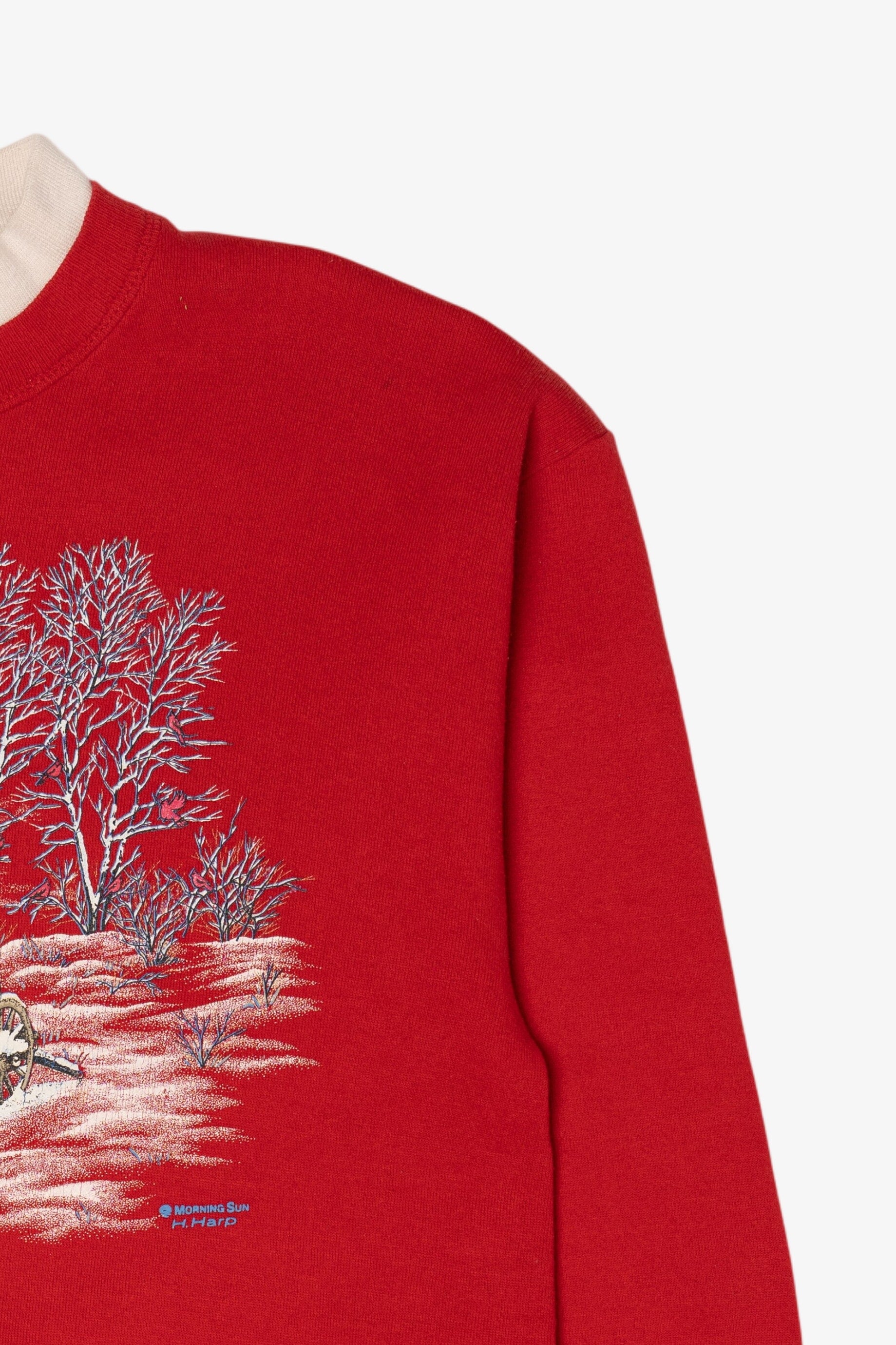 Vintage Red Morning Sun Winter Scene Sweatshirt (1990s)