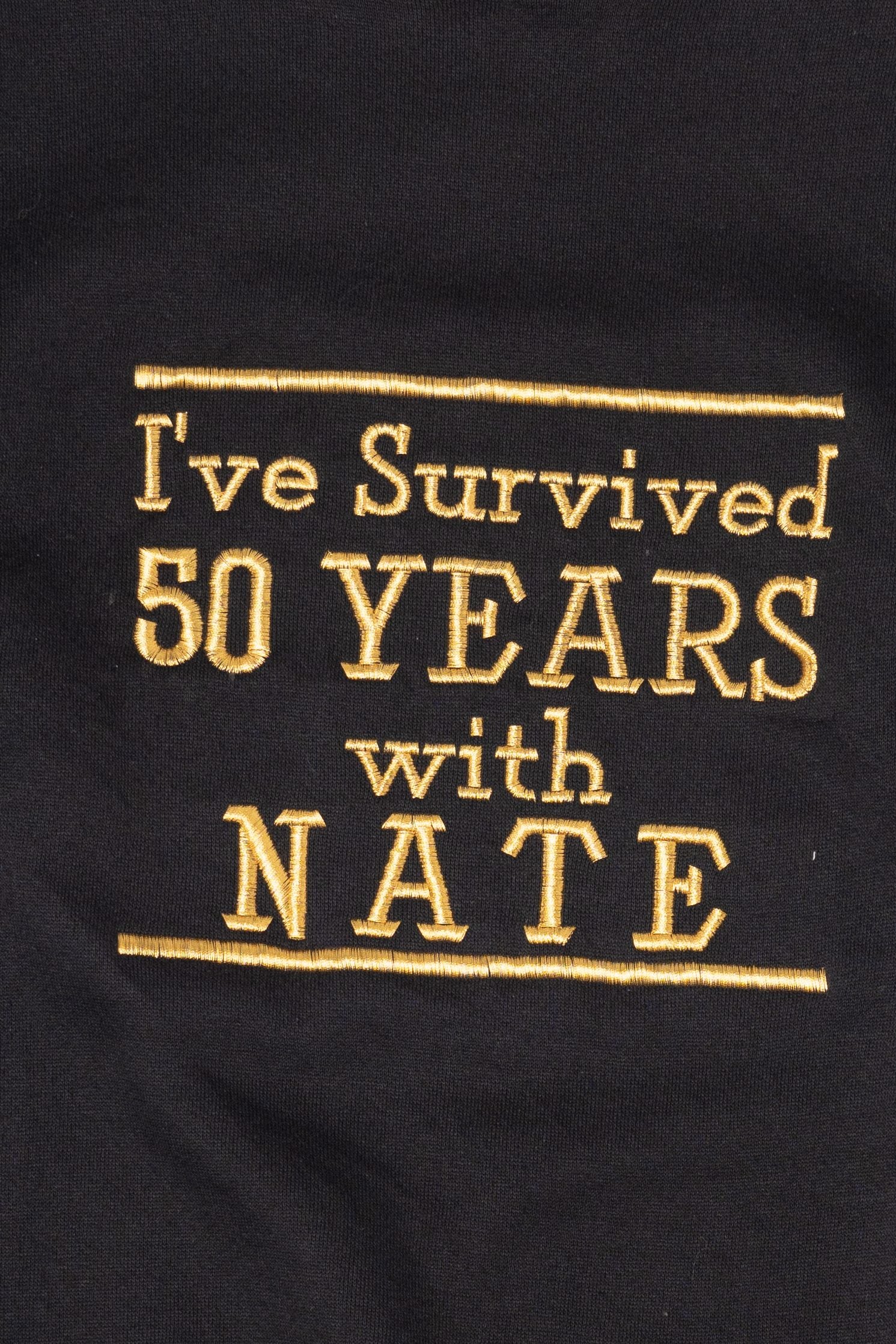 Vintage Embroidered "I Survived 50 Years With Nate" Tultex Raglan Sweatshirt (1990s)