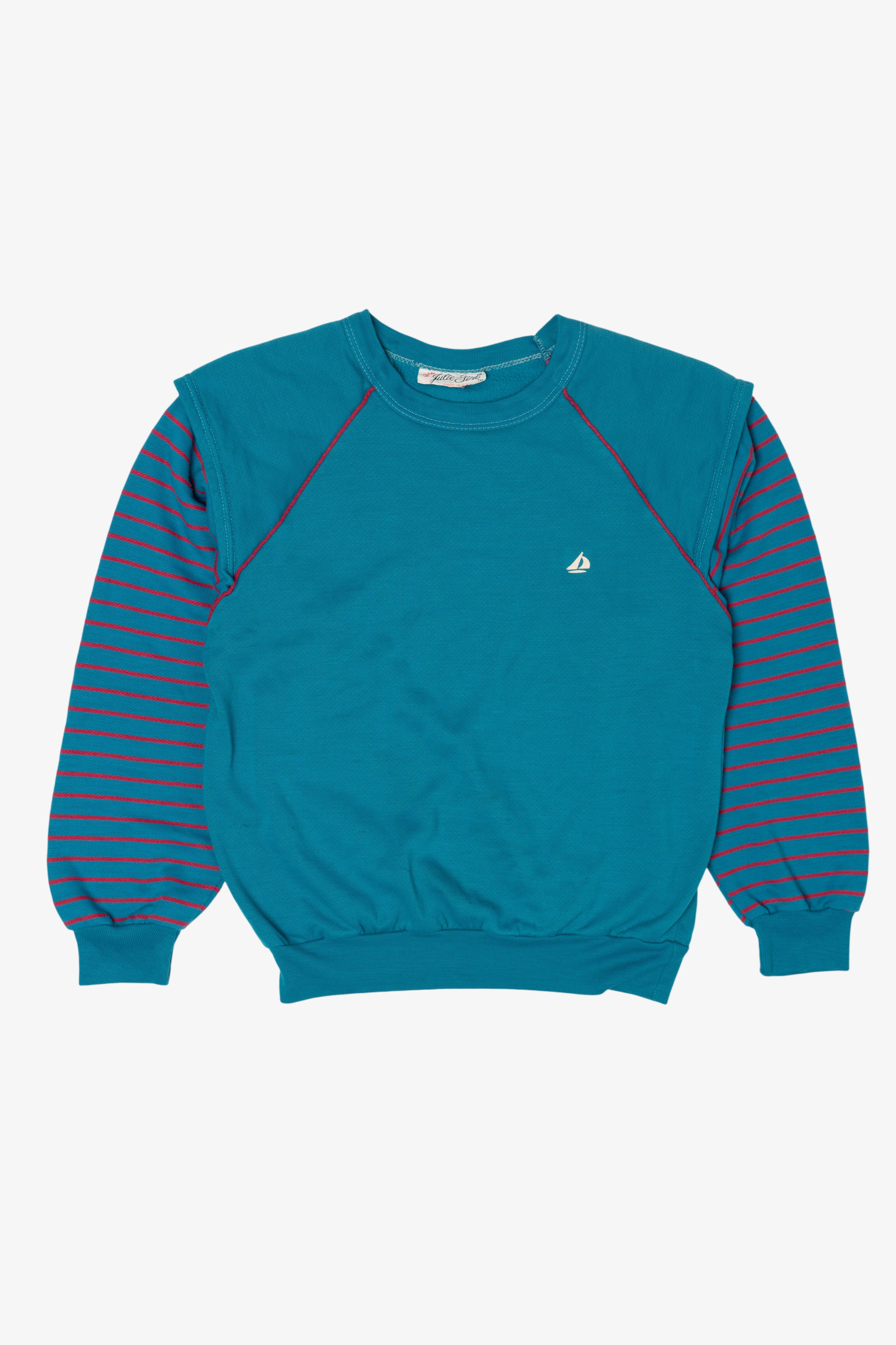 Vintage Blue Julie Girl Striped Sweatshirt (1990s)