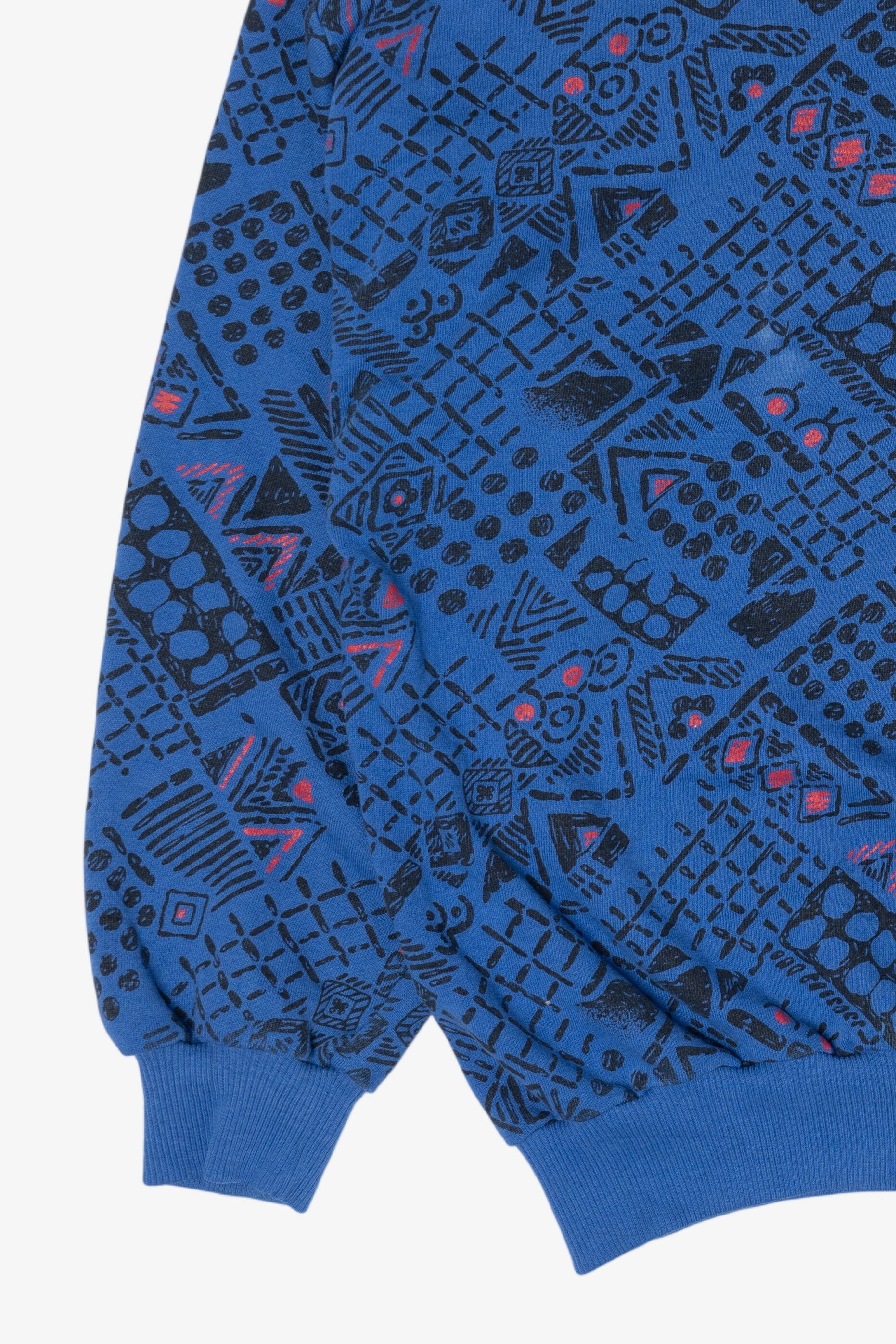 Vintage Blue Visage Geometric Pattern Sweatshirt (1990s)