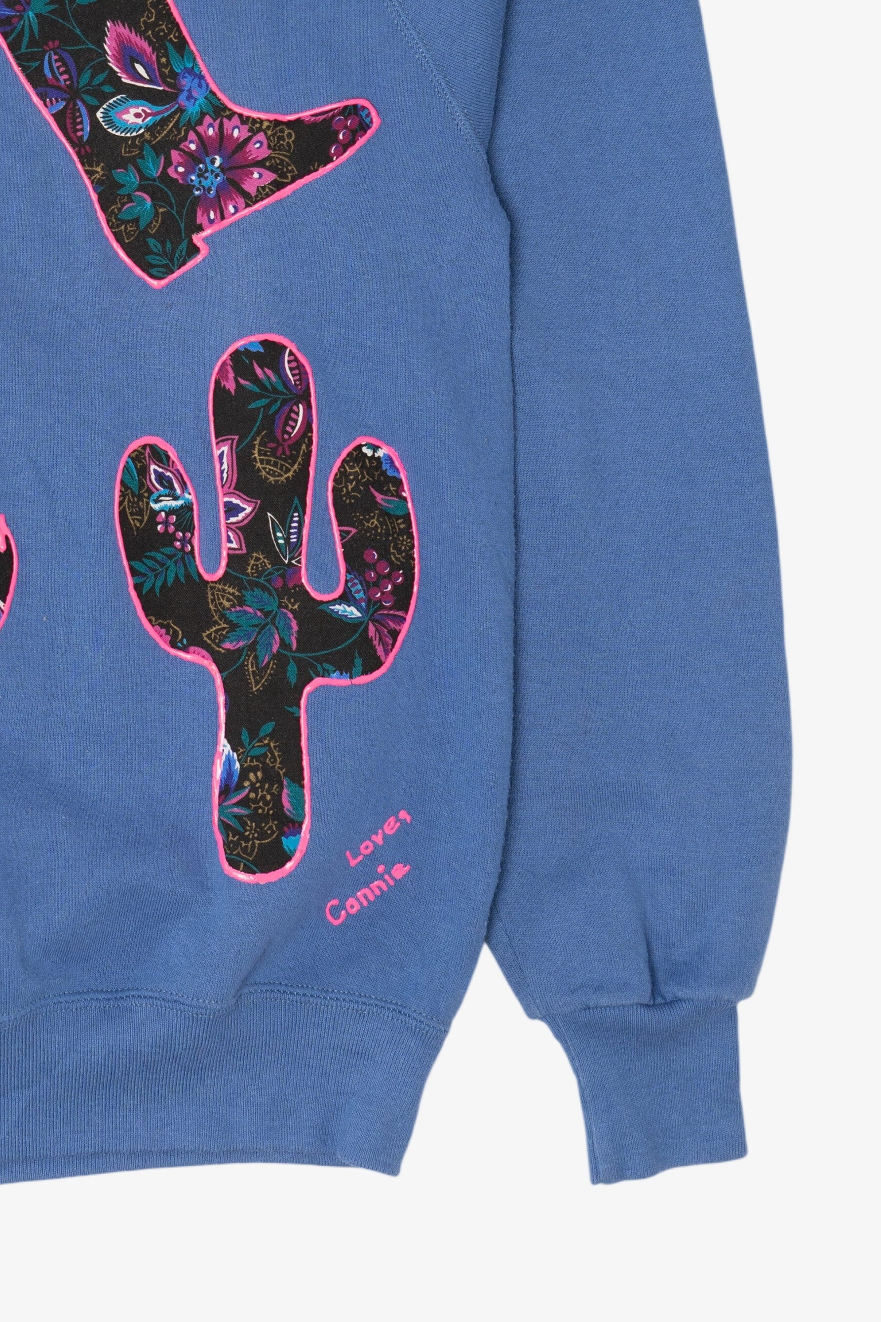 Vintage Blue Painted Patchwork Desert Cowboy Raglan Sweatshirt (1990s)