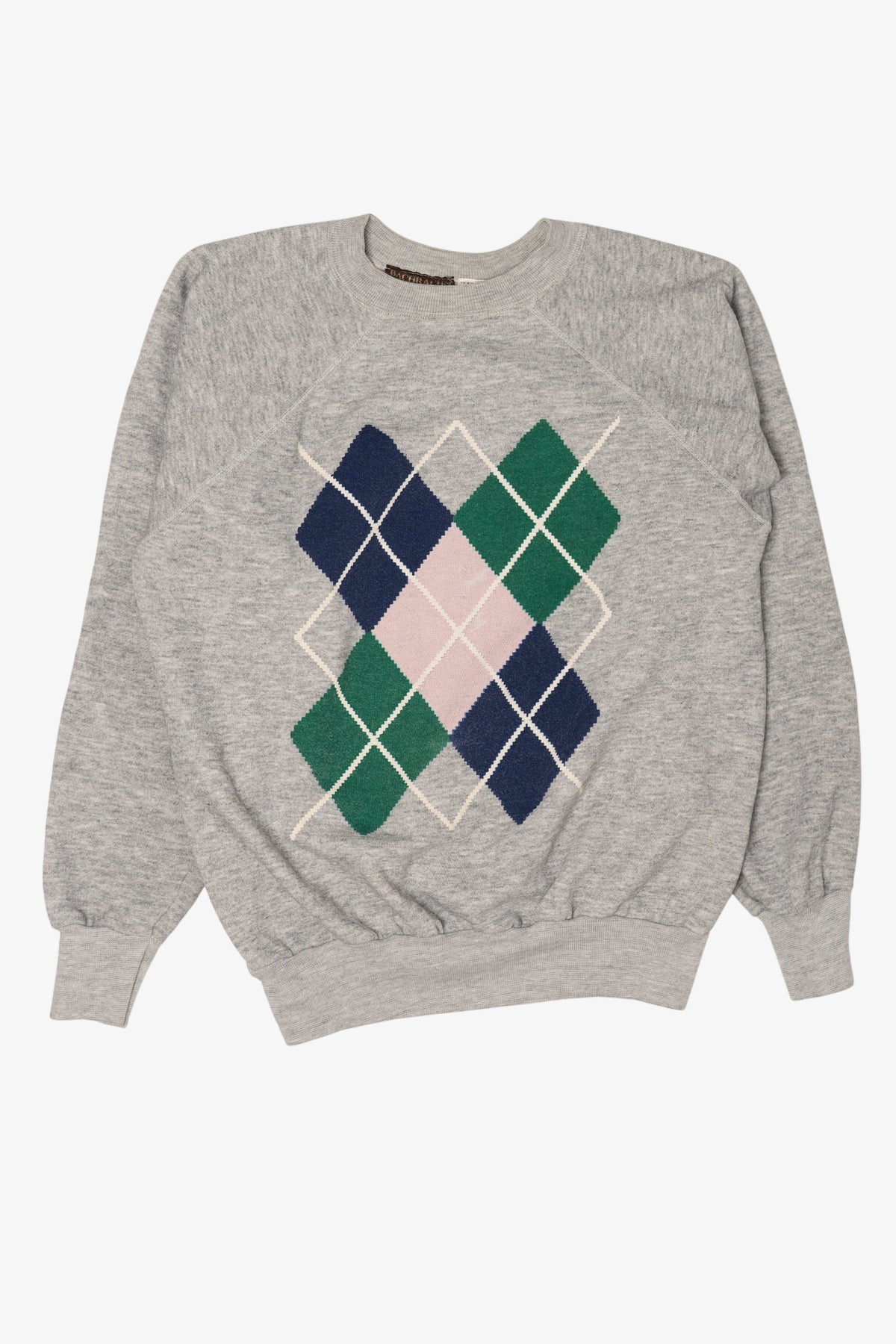 Vintage Gray Bachrachs Argyle Raglan Sweatshirt (1990s)