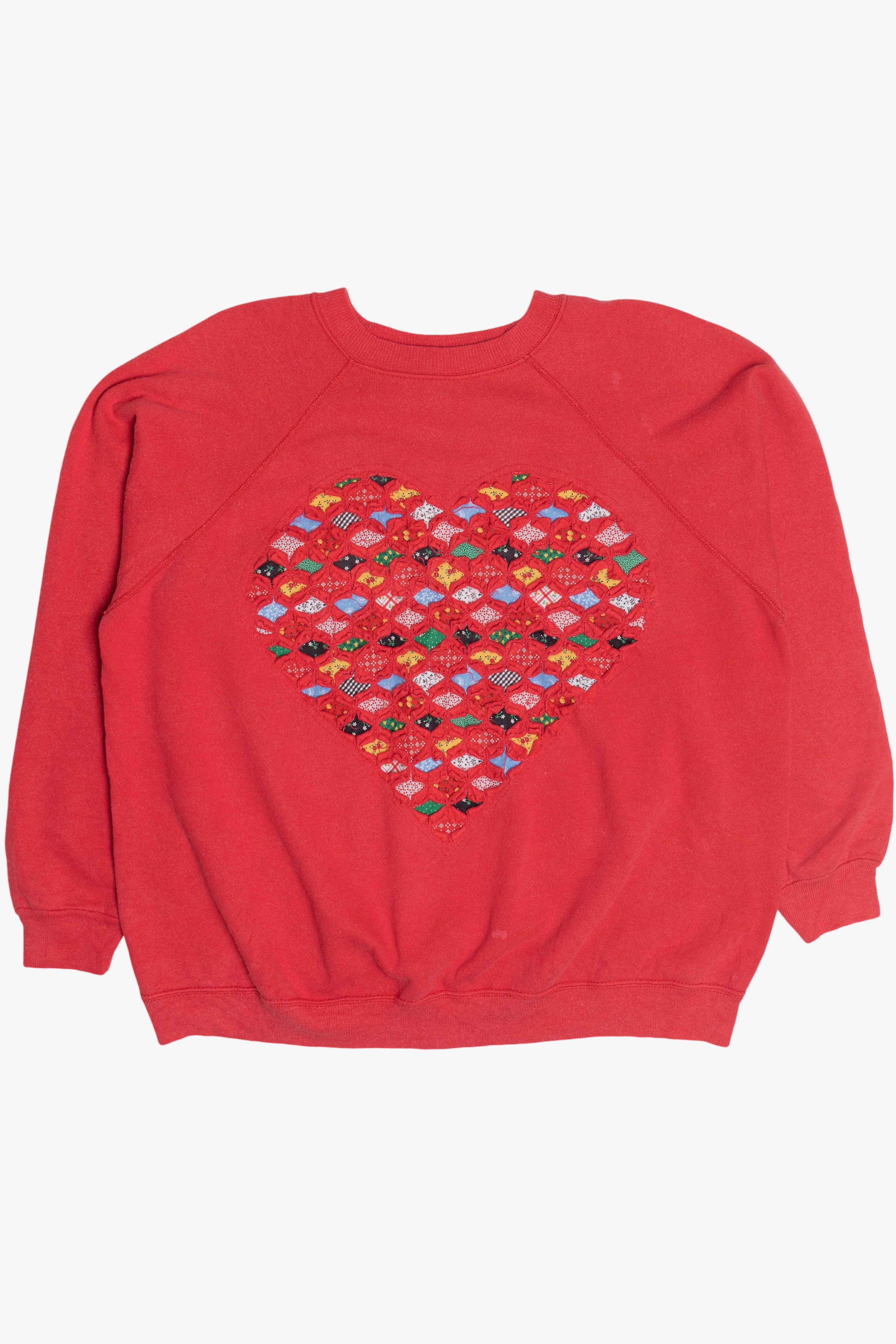 Vintage Quilted Heart Cutout DIY Craft Sweatshirt (1990s)