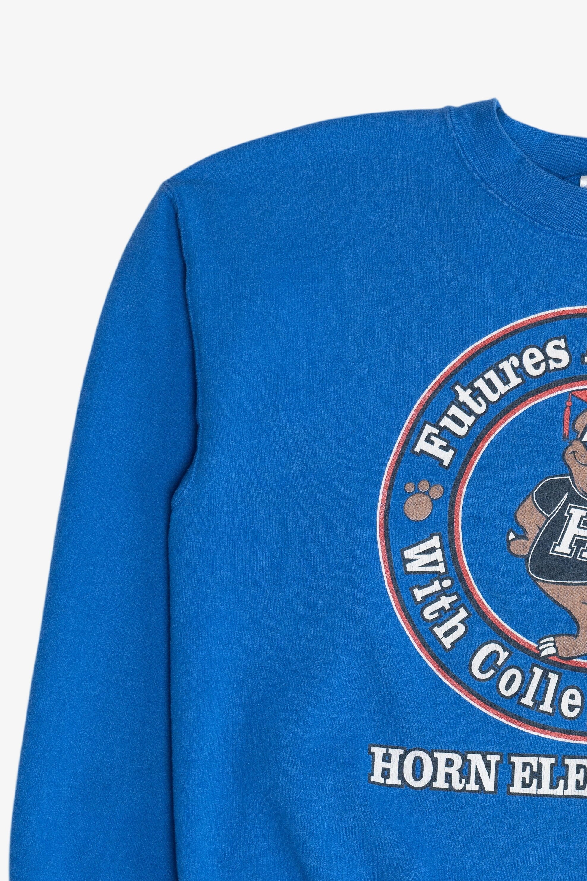 Vintage "Futures Are Bright With College In Sight" Horn Elementary Bear Mascot Sweatshirt (2000s)