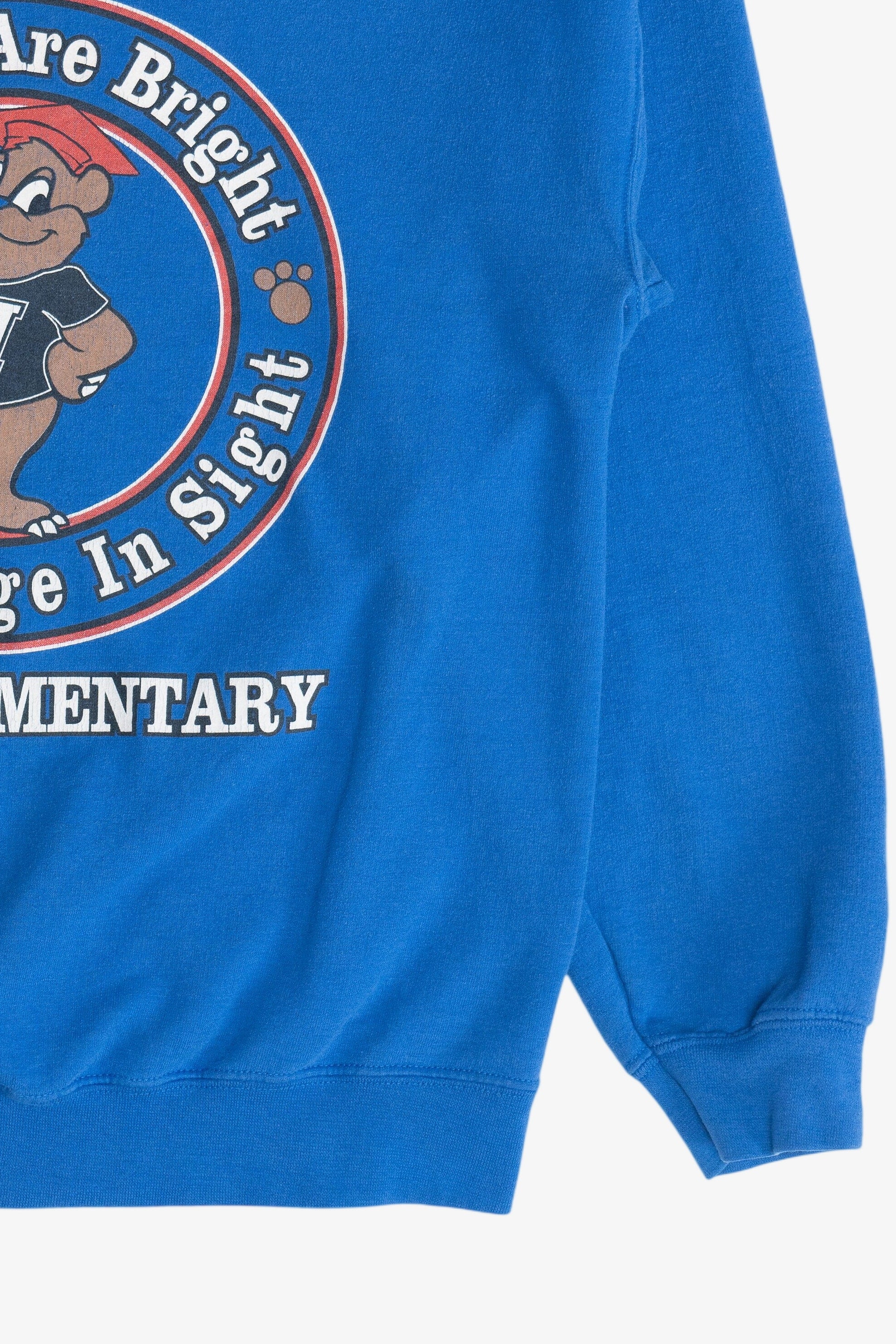 Vintage "Futures Are Bright With College In Sight" Horn Elementary Bear Mascot Sweatshirt (2000s)