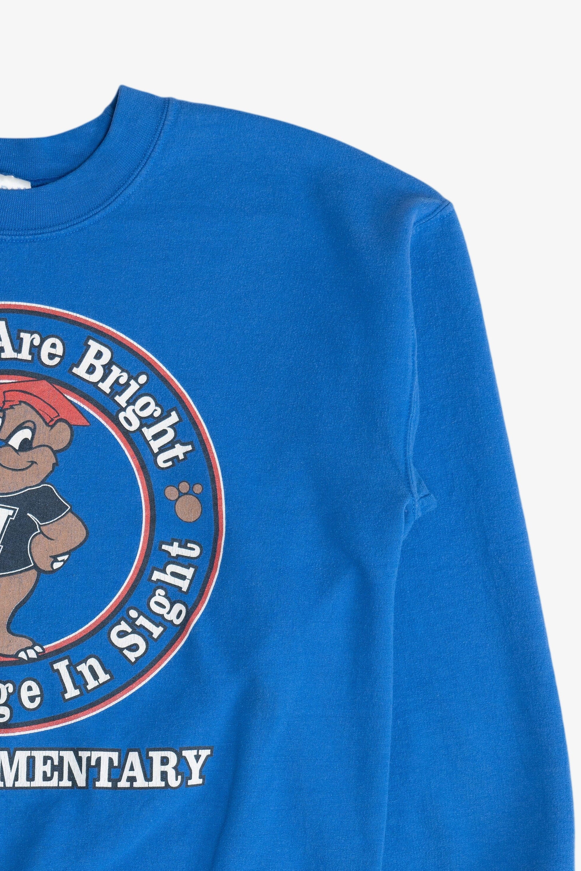 Vintage "Futures Are Bright With College In Sight" Horn Elementary Bear Mascot Sweatshirt (2000s)