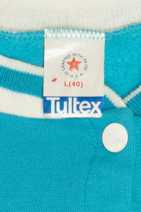 Vintage Tultex Turquoise Snap Button Up Sweatshirt (1980s)