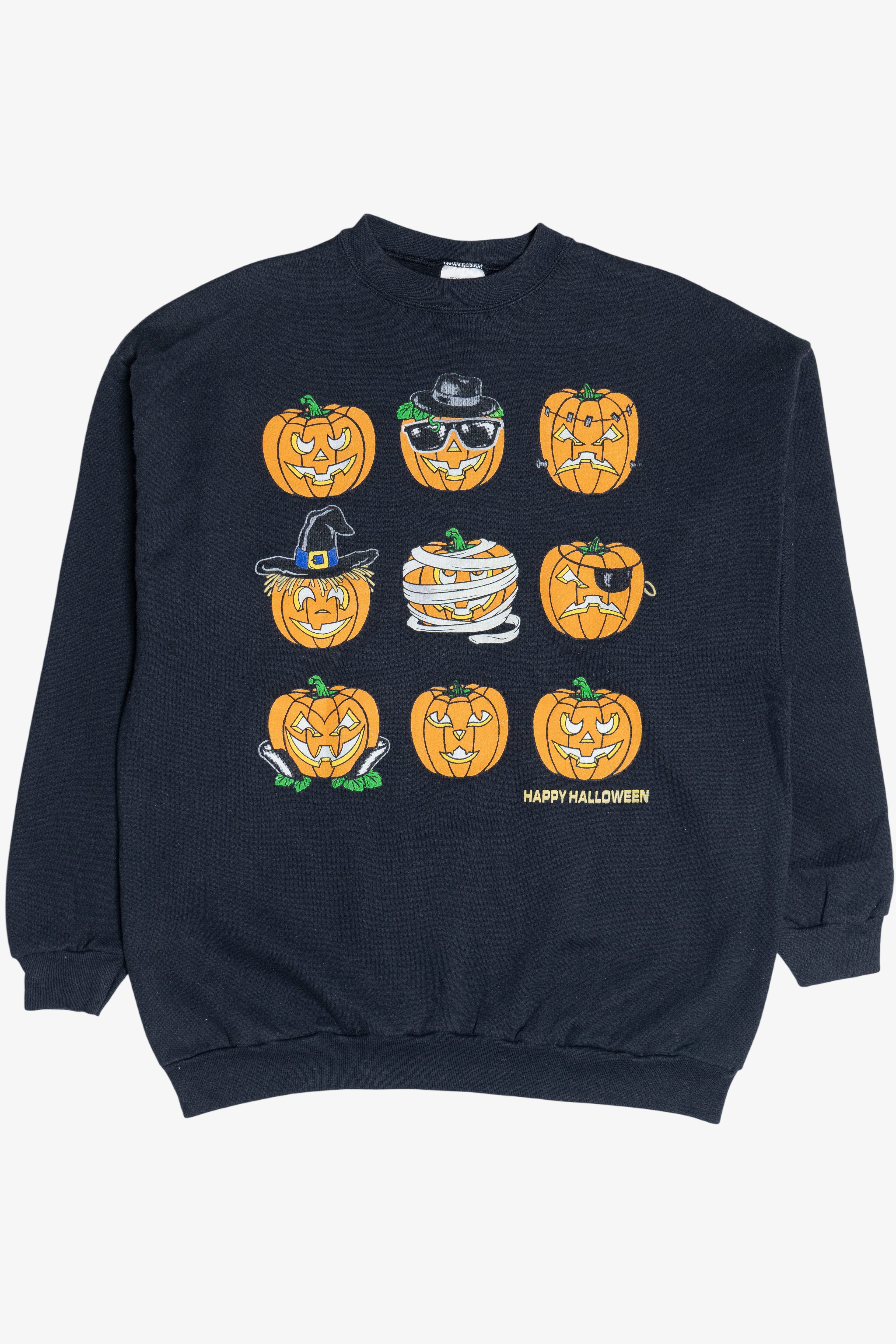 Vintage "Happy Halloween" Costume Dress-Up Halloween Pumpkins Sweatshirt (1990s)