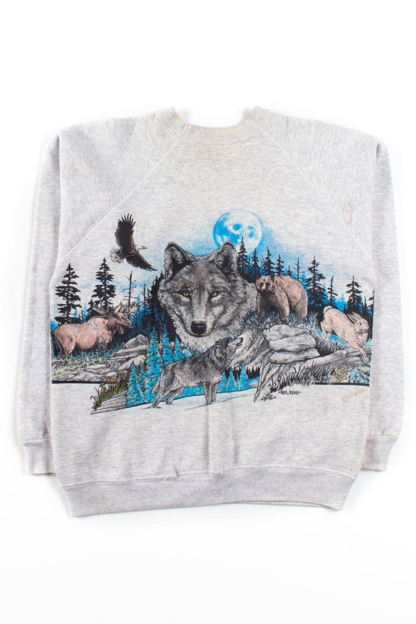 Vintage Michigan Wilderness Allover Graphic Sweatshirt