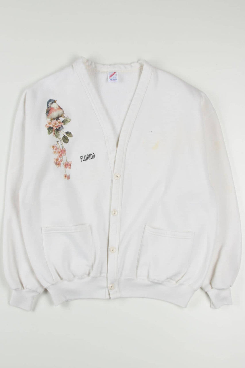 Bird & Flower Detail Florida Cardigan