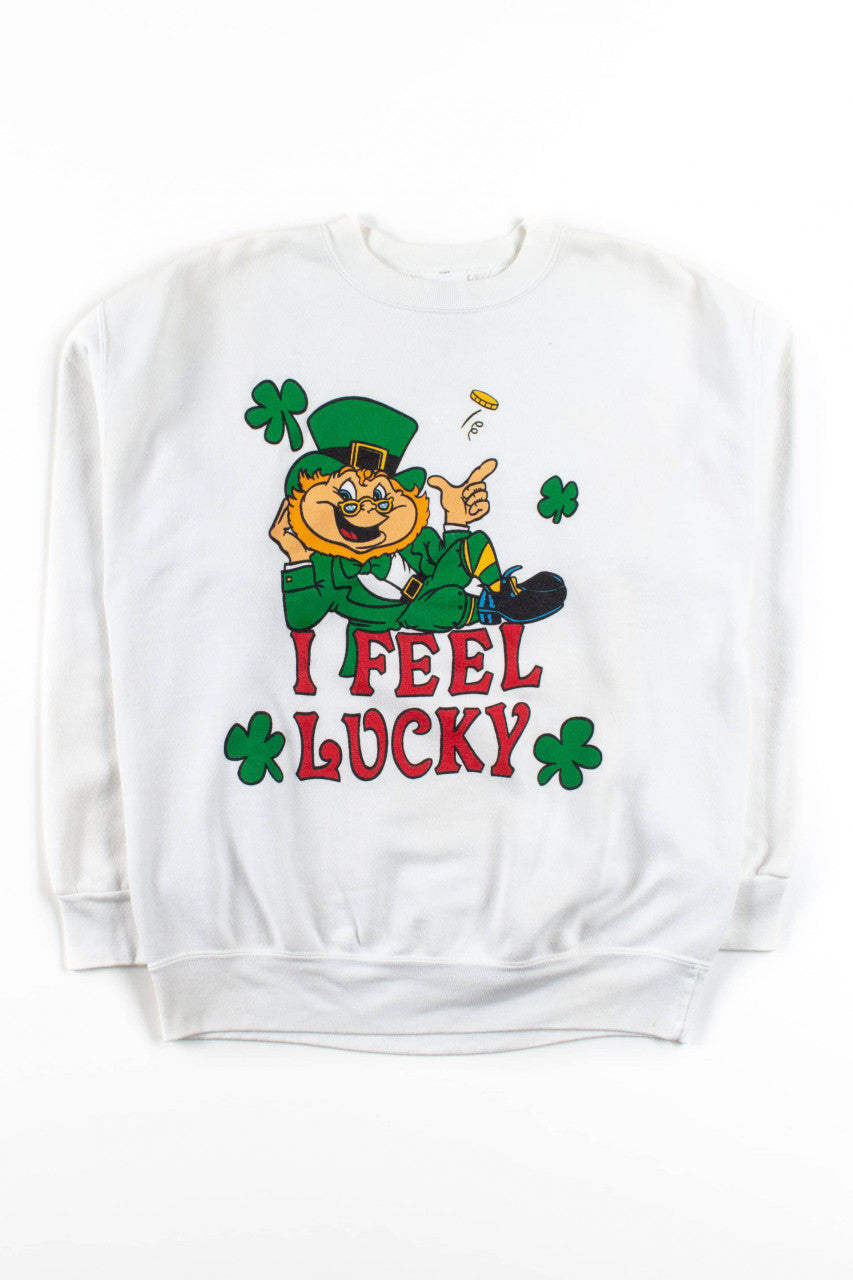 Vintage I Feel Lucky Leprechaun Sweatshirt
