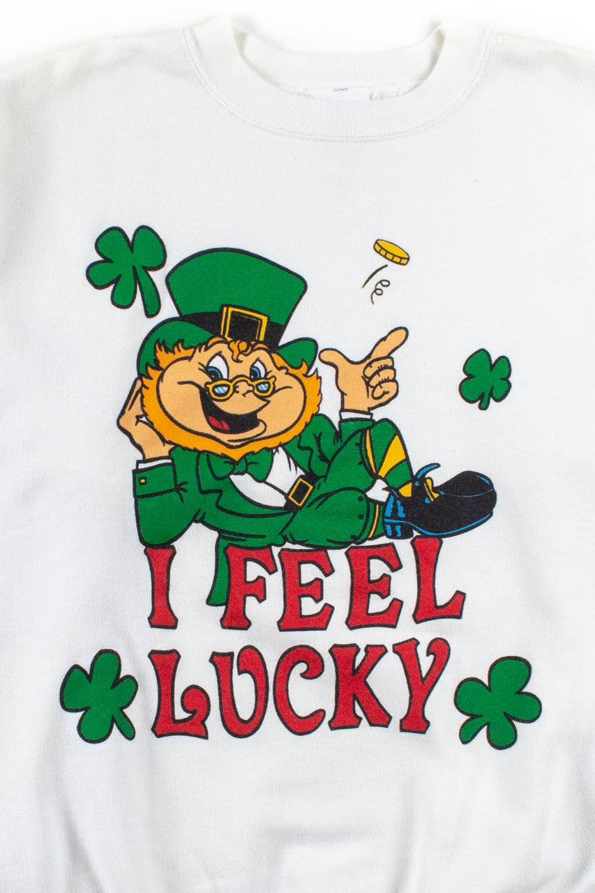 Vintage I Feel Lucky Leprechaun Sweatshirt