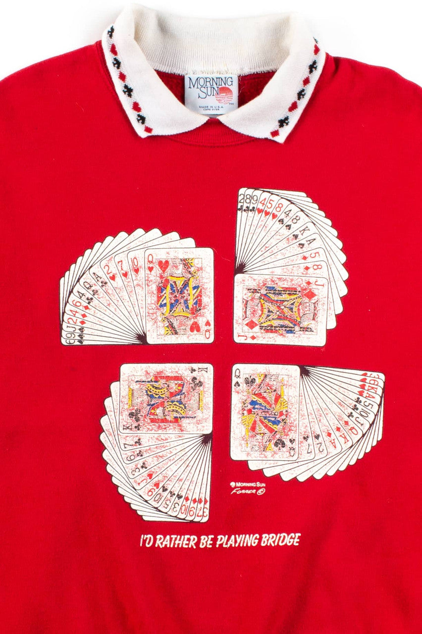 Vintage Bridge Cards Collared Sweatshirt