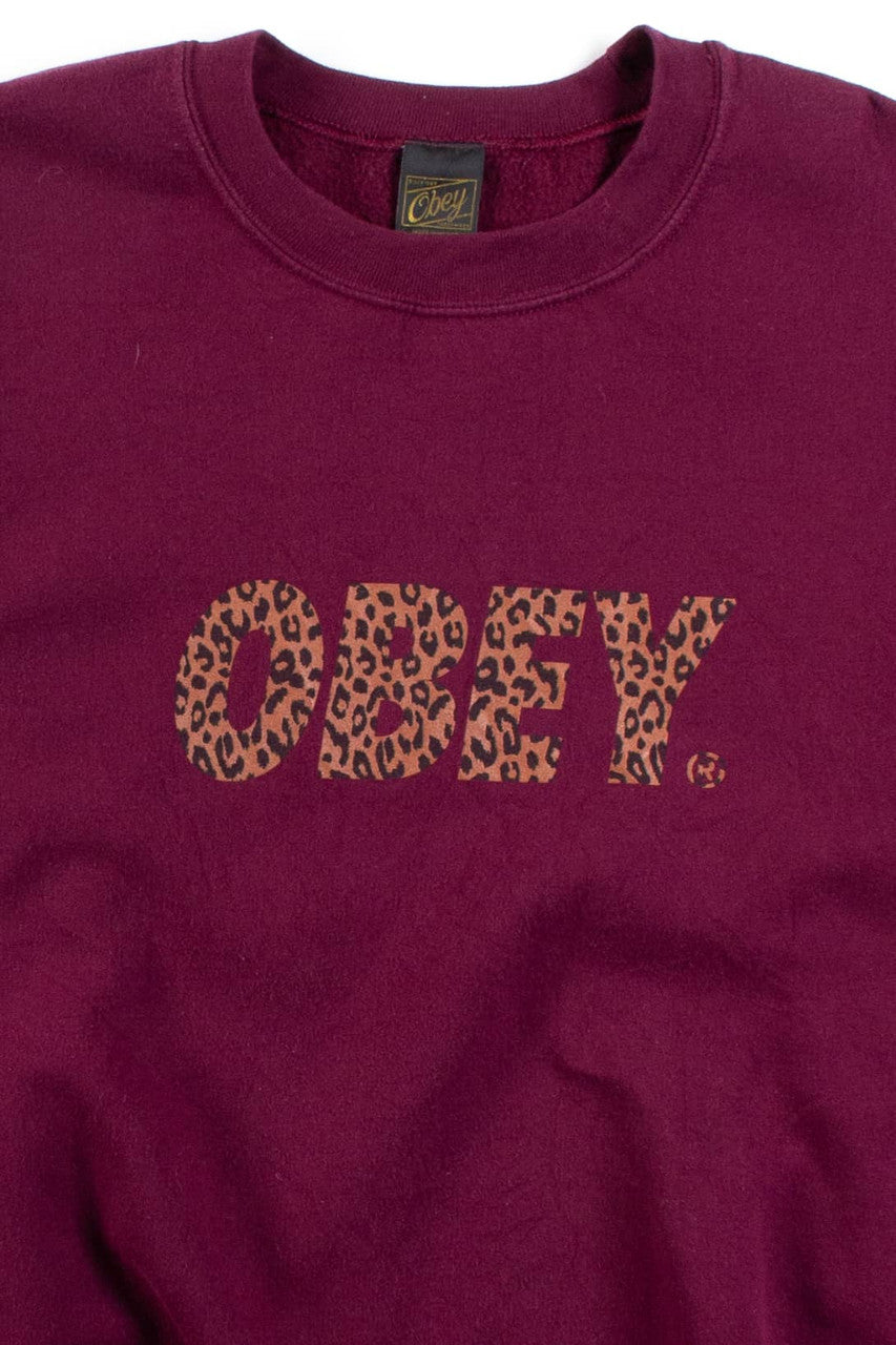 Leopard Print Letter Obey Sweatshirt