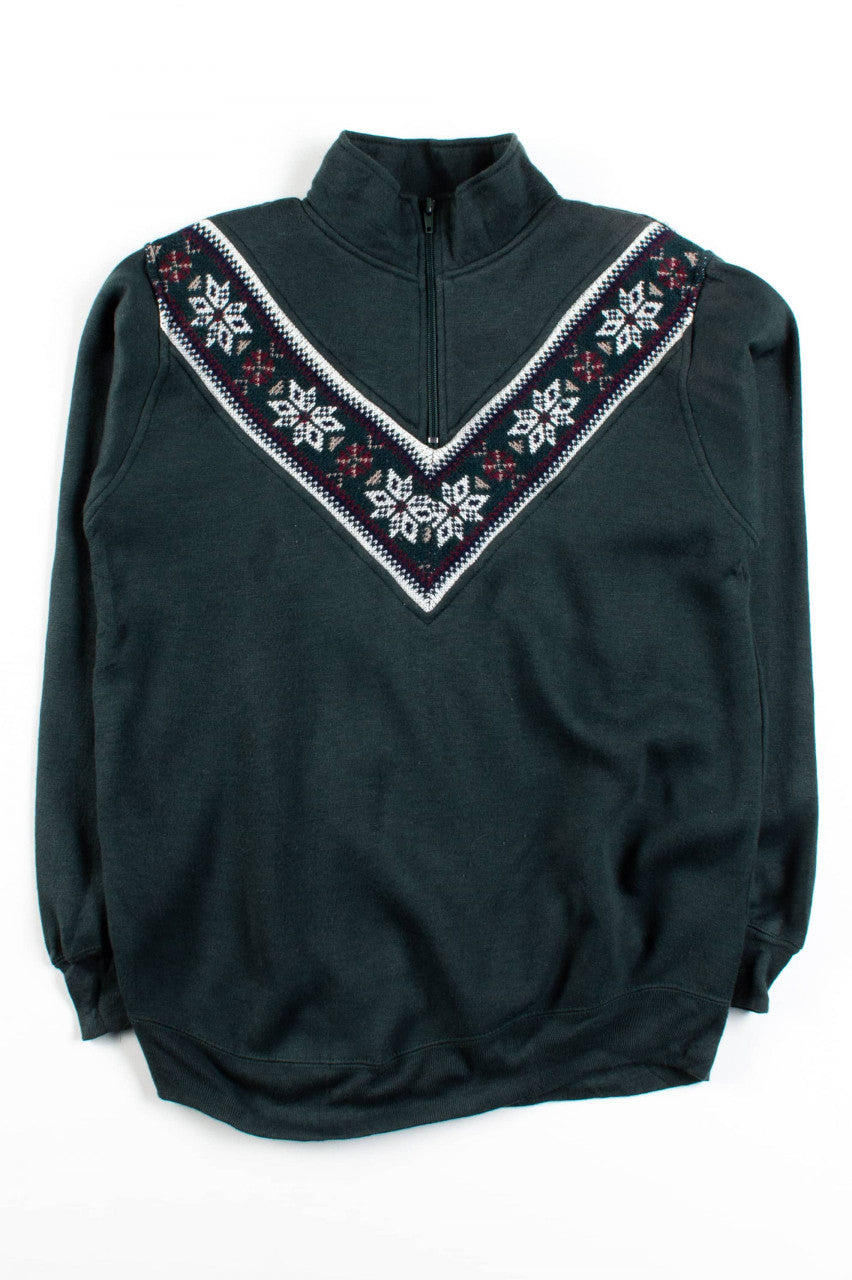 Vintage Fair Isle Quarter Zip Sweatshirt (S)