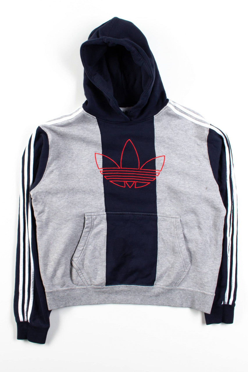 Adidas Gray & Navy Striped Hoodie