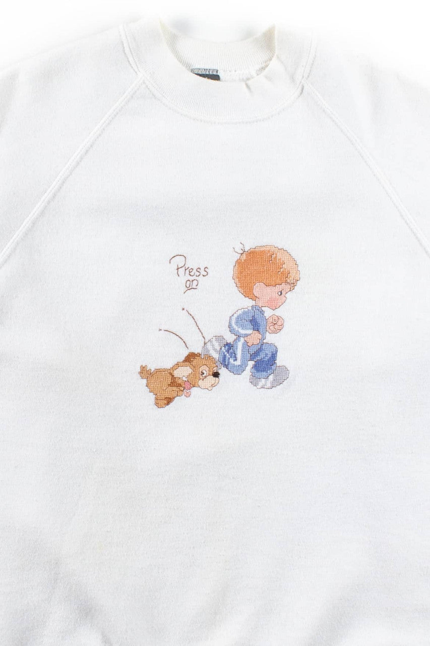 Vintage Cross Stich Press On Sweatshirt