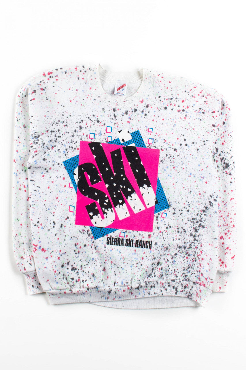 Vintage Splatter Dye Sierra Ski Ranch Sweatshirt (1990)